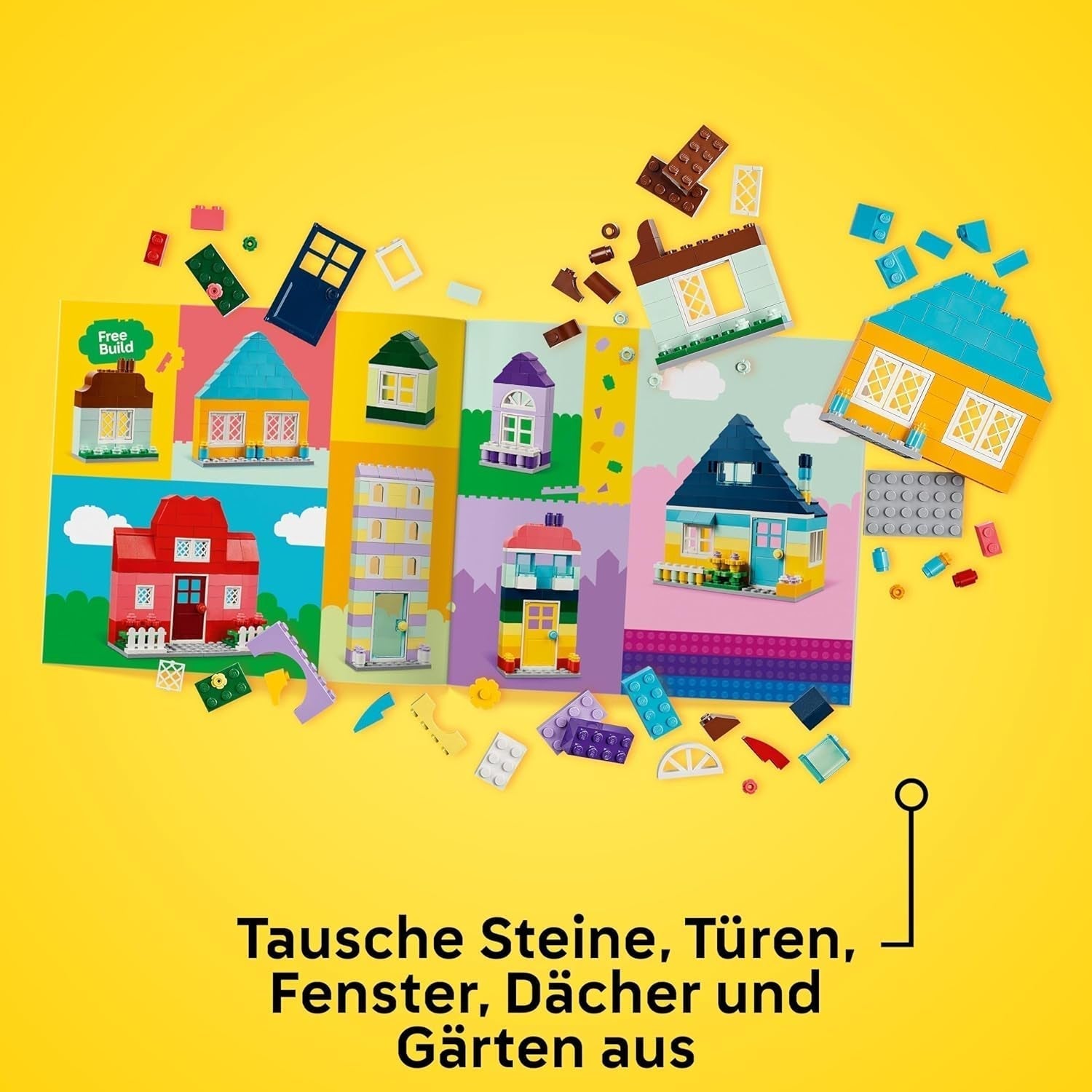 LEGO Classic Creative Houses, Building Bricks Set for Kids, 850 Bricks Building Toy, House Building Toy with Accessories, Gift for Boys and Girls 4 Years Old 11035 Building Sets Beuche den LEGO-Store