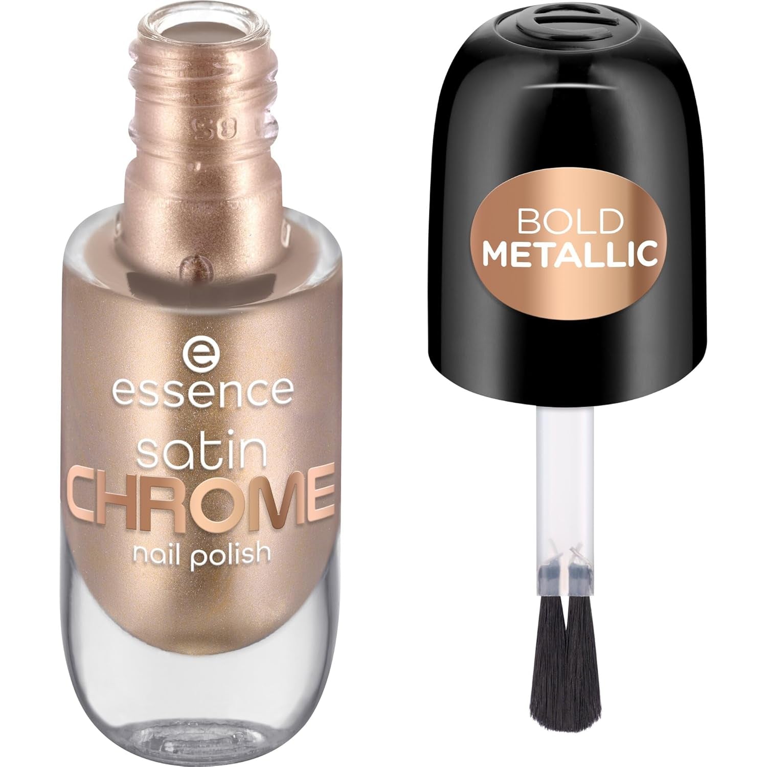 Oja Essence Satin CHROME, nr. 02, roz, acoperire completă, rezultate expres, pigmentată intens, metalică, vegană, fără particule de microplastic, fără parfum, fără parabeni, 1 pachet (8ml)
