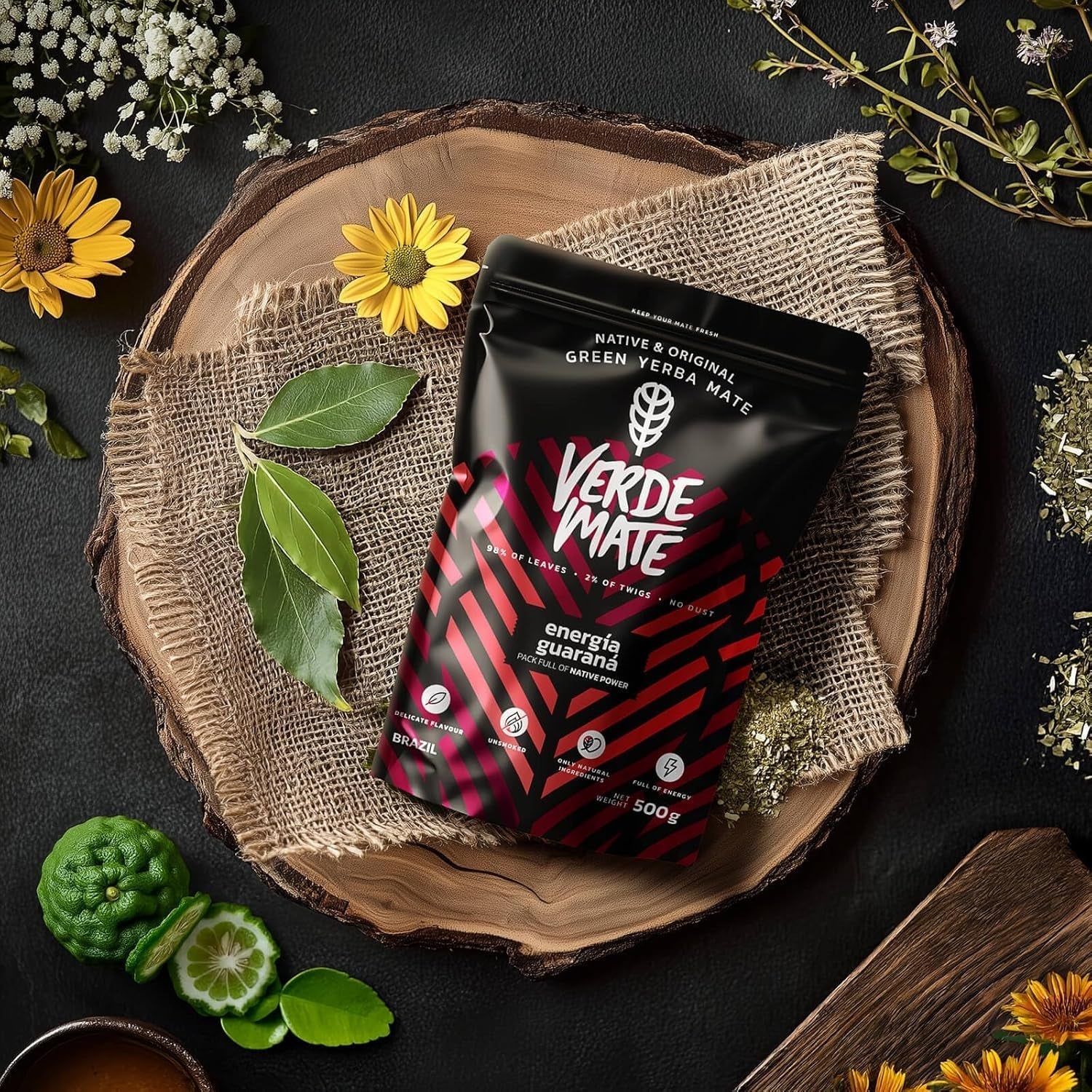 Verde Mate Green Orgánica Energia Guarana 500G | Ceai Yerba Mate organic din Brazilia | Conținut natural de cofeină | Ceai Mate organic