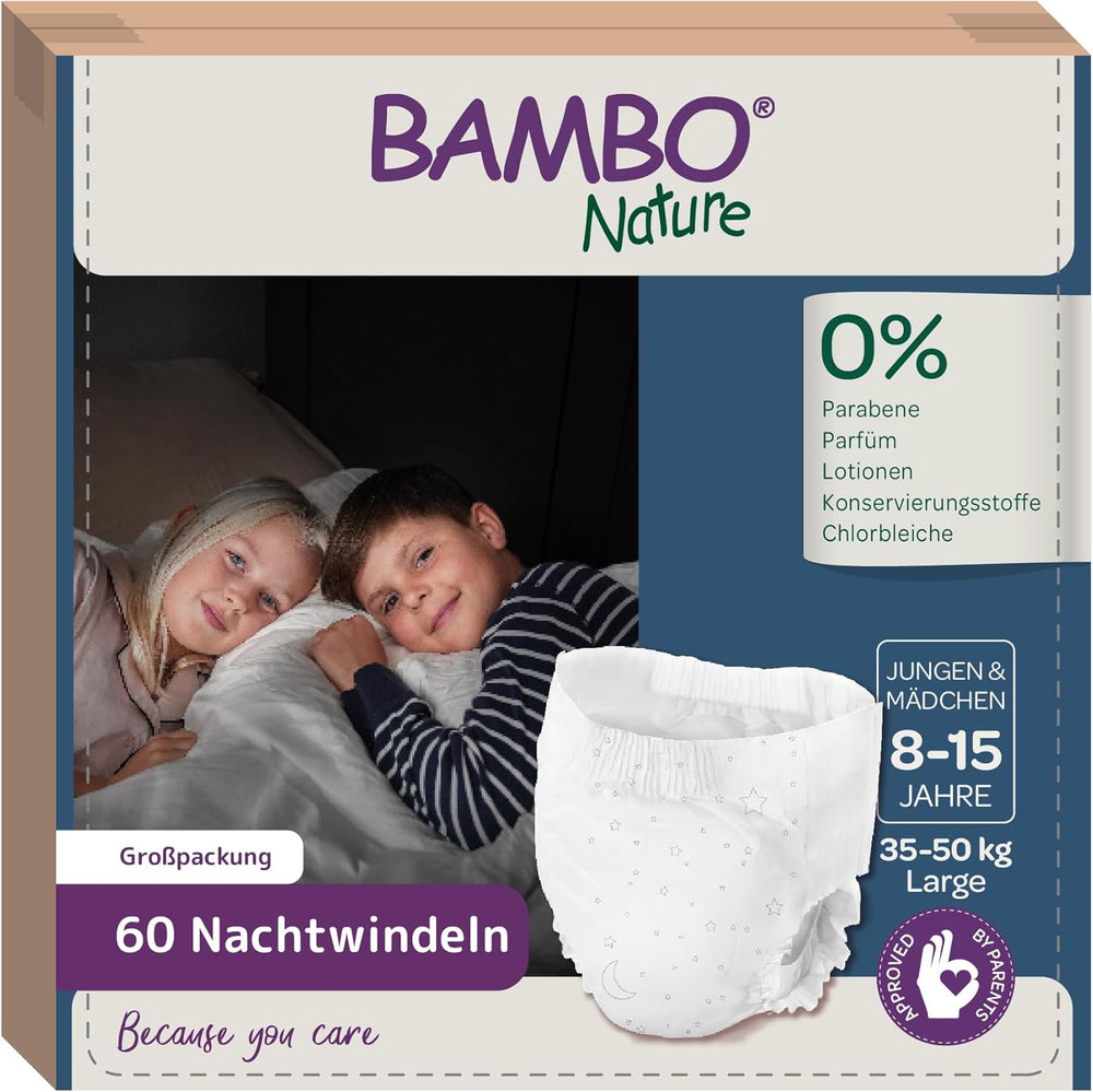 Bambo Dreamy Nighttime Pull-Up Diapers, Large (35-50kg/77-110lbs), 10-Pack | Pull-Up diapers for children | Ultra-absorbent bedwetting nightwear