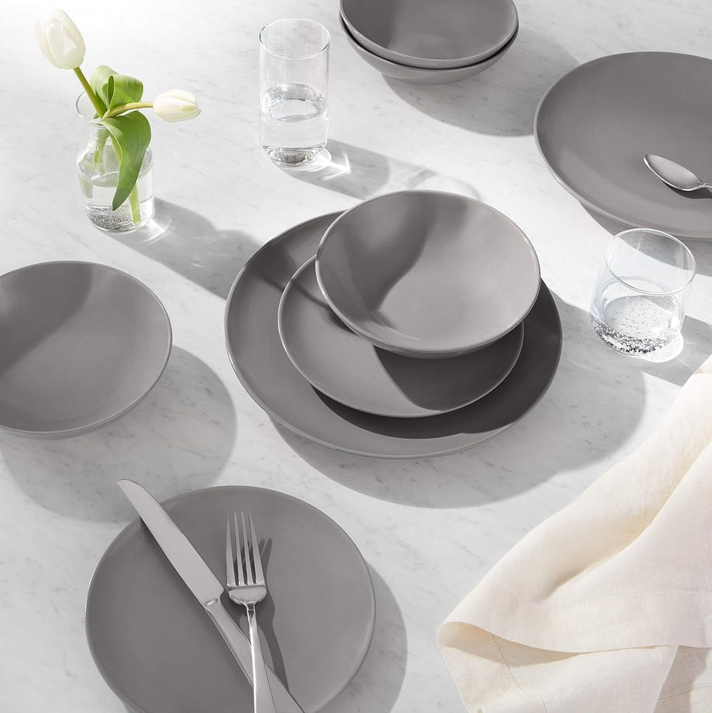 Geschirrservice Aus Steingut, 18-Teilig, Rauchiges Grau, Service Für 6 Personen Tableware sets Naty Shop