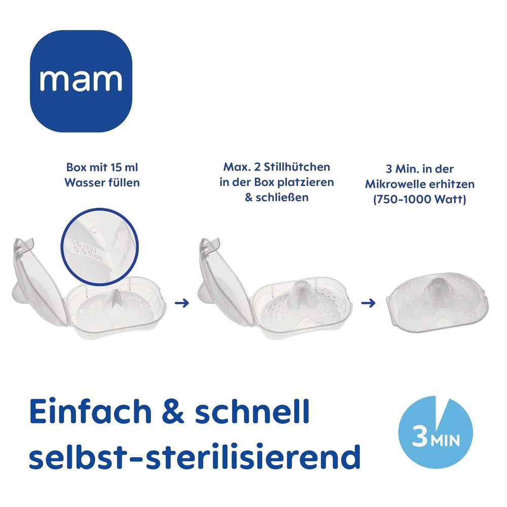 MAM Stillhütchen Größe S (Ø 17 Mm) Im 2Er-Set, Extra Weiche Brusthütchen Zum Schutz Beim Stillen, Brustwarzenschutz Für Maximalen Hautkontakt Zwischen Mutter Und Kind Accessories Food and Breastfeeding Bebe Naty Shop
