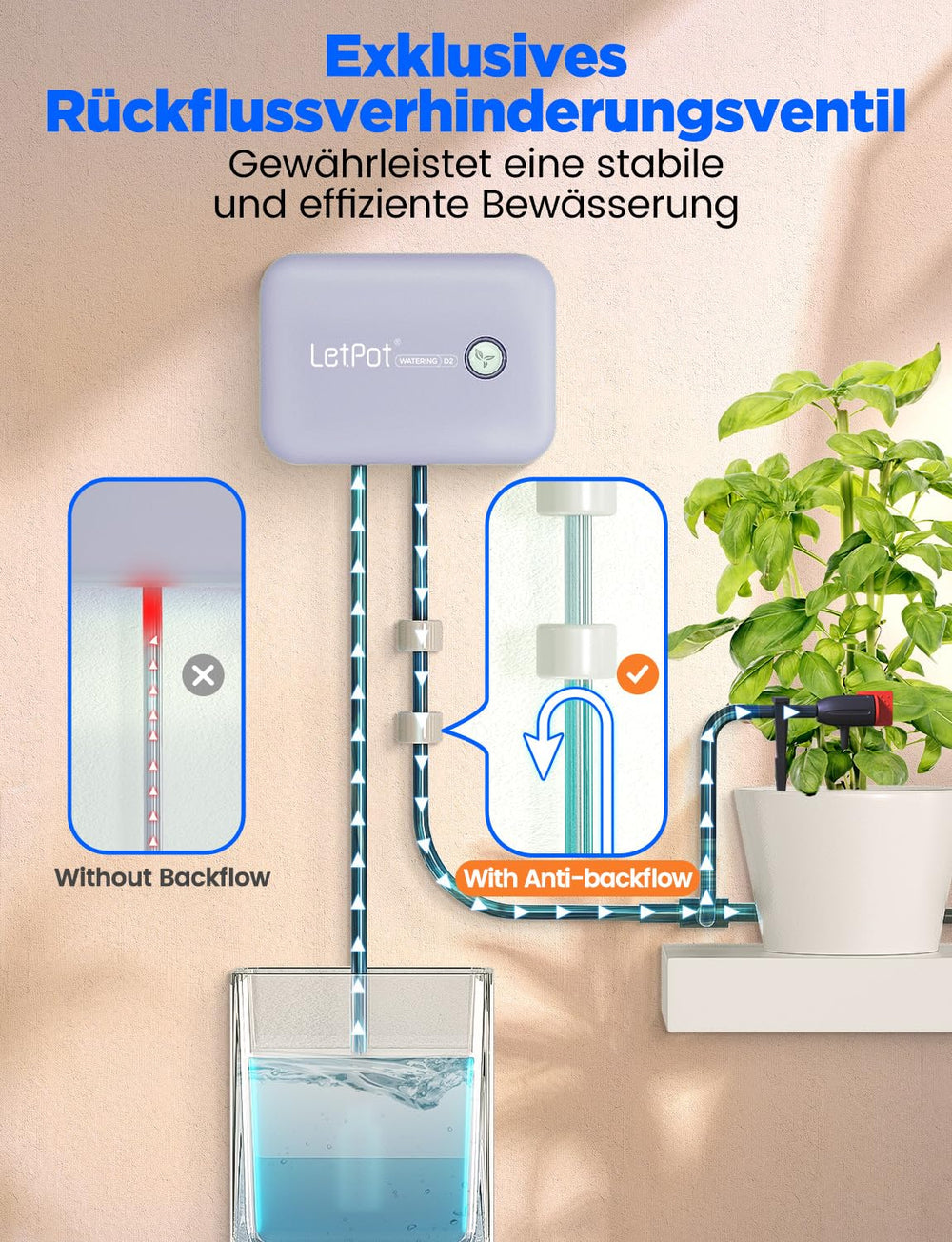 WiFi Automatic Indoor Watering System - Smart Drip Irrigation System with App Control, Watering Computer for 10 Houseplants, Holiday Watering and Plant Watering (Grey)