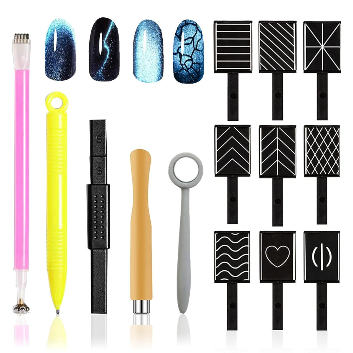 14 Stück Nail Art Werkzeug Magnetstift DIY Magic 3D Magnet Stick Set Verwendung Mit Cat Eye Gel Pulver Oder Nagellack - Magnetische Stift Katze Eye Pen Für Ideal Katzenaugen Magische Effekt