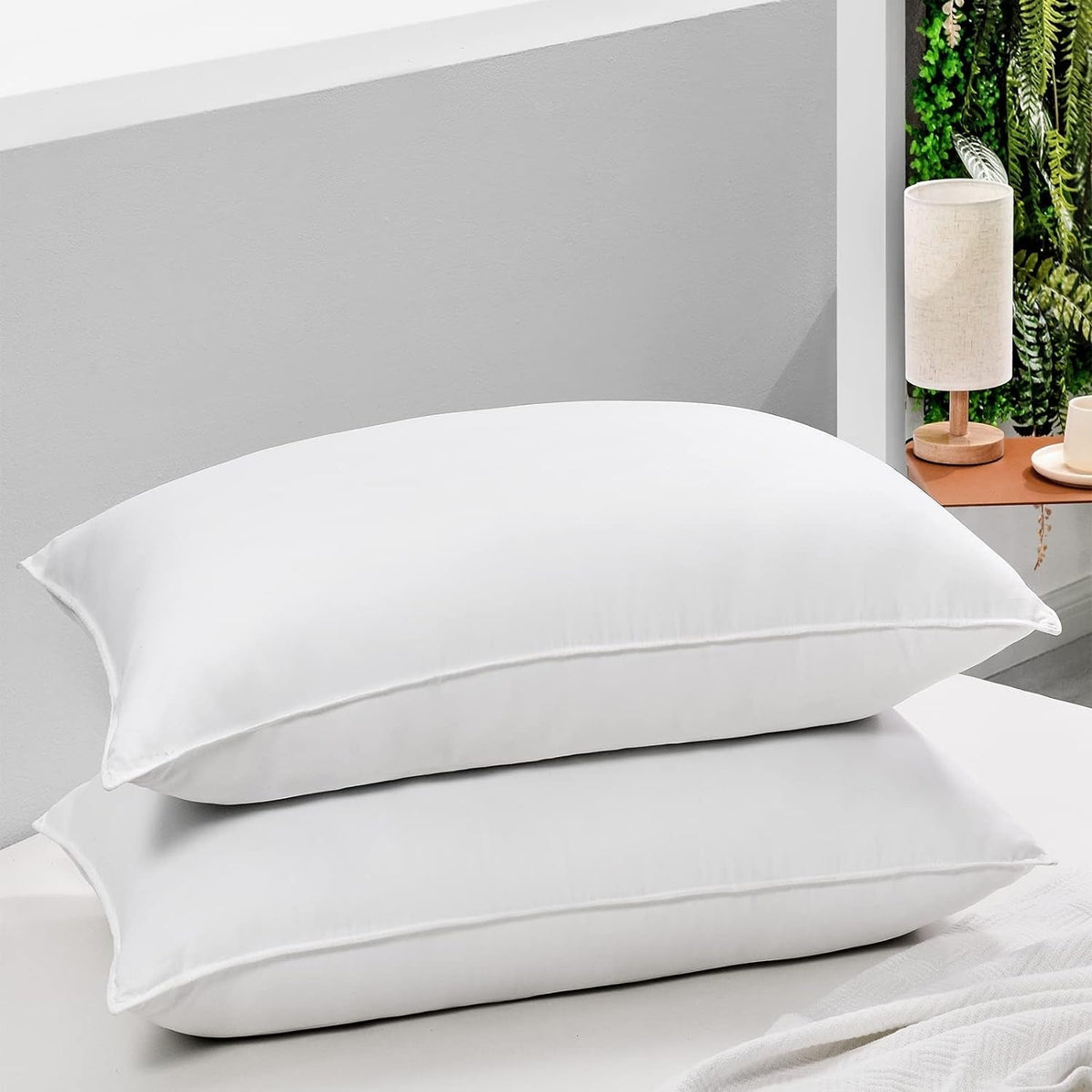 HARBOREST Pernă de pat pentru dormit, 2 bucăți, Pluș de lux, Pernă alternativă, Bună pentru cei care dorm lateral și pe spate, Colecția hotelului, Pernă, Standard/Queensize, 50.8 X 66 Cm Perne standard Naty Shop Titlu implicit
