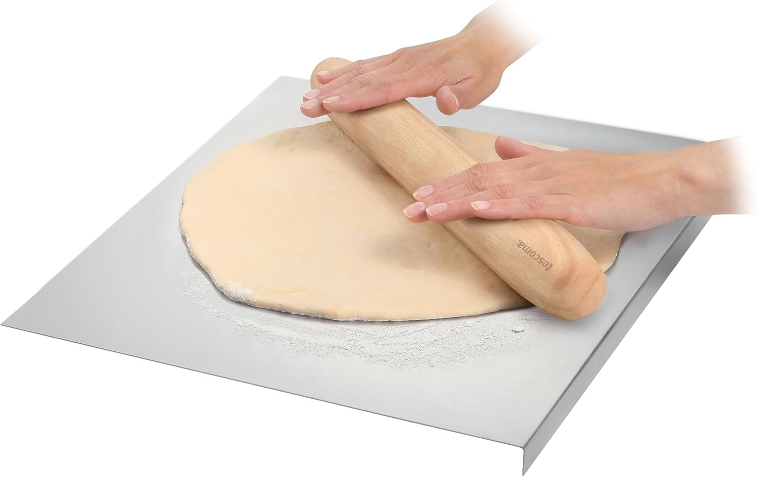 Tescoma DELÍCIA Pizzaroller 40 cm, ø 5 cm aus Holz | Premium brasilianisches Gummibaum-Holz | Optimal for every pizza size Ergonomic Design | Umweltfreundlich & Langlebig