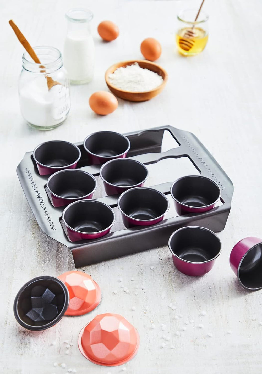 Tefal Creabake J3040104 Kuchenform, 9 Mulden, Antihaftbeschichtung, Austauschbar, Perfektes Backen, Kreative Und Leckere Rezepte, Nicht Compaible Mit Cake Factory, Creabake Molds and baking trays Naty Shop