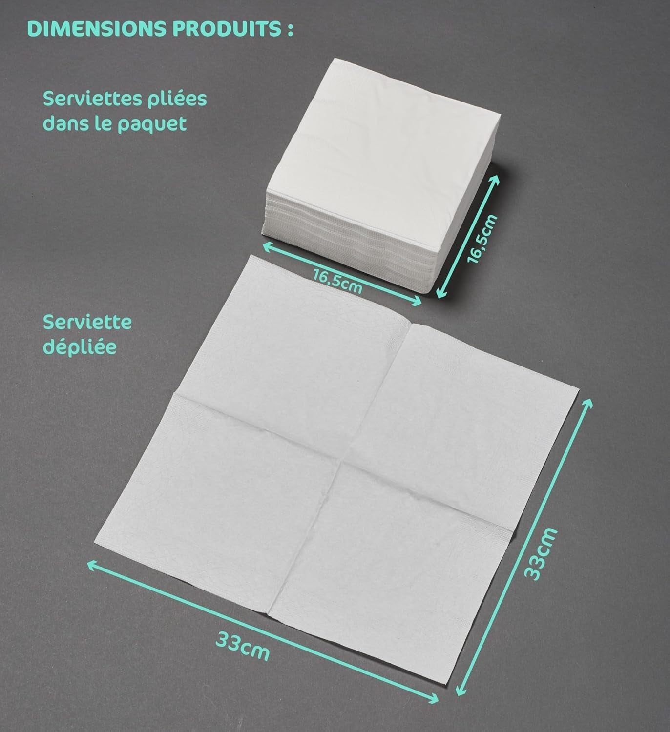 ARTS DE LA TABLE 100 șervețele din bumbac, 2 straturi, 33 X 33 Cm, alb (pachet de 4)