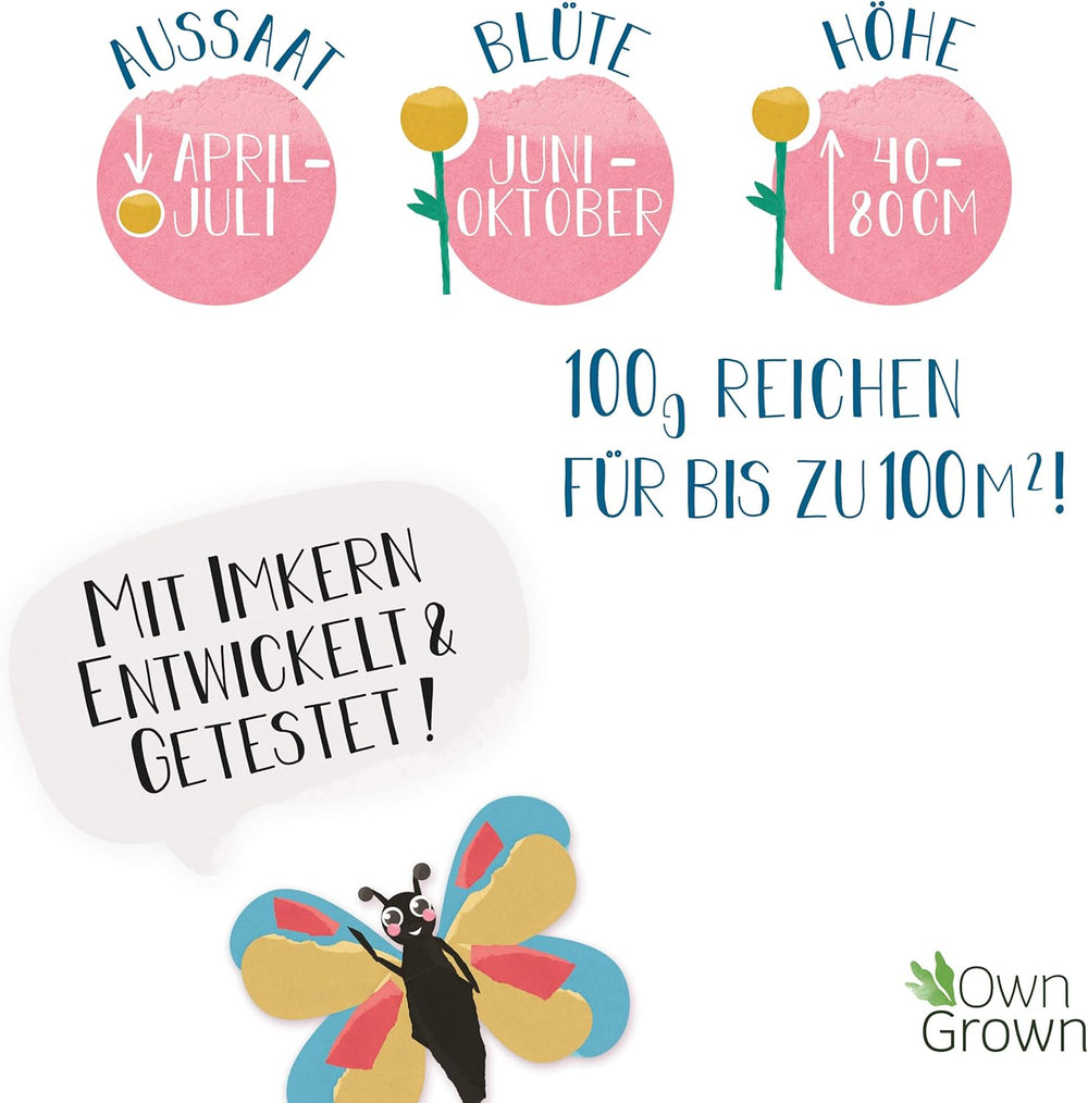 Butterfly Meeting Flower Mix: 100g Premium Butterfly Flower Seeds - Insect Friendly Bee Seeds, Perennial and Annual Flower Seeds for Meadows - Wildflower Seeds from OwnGrown