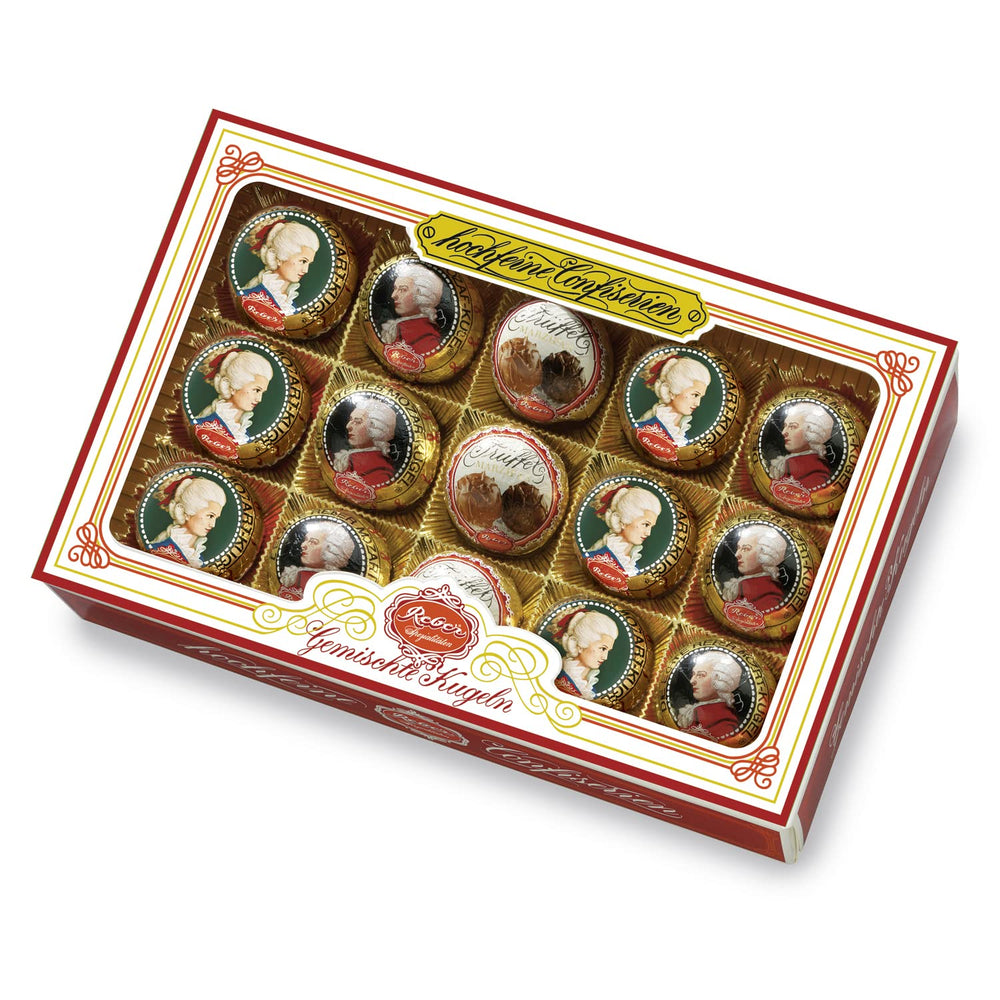 Reber Mozart balls with dark chocolate, pack of 6 with marzipan and nougat, vegan - 1 x 120 g