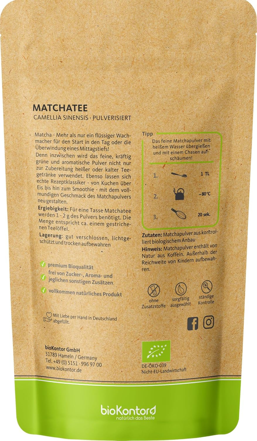 Matcha BIO pulbere 200 g I Fără aditivi - 100% natural I Ceai Matcha japonez premium I Pulbere de ceai verde de la