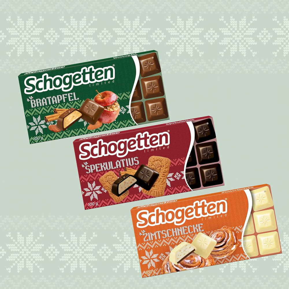 Schogetten Winter edition with ripe apples I Chocolate bar 100g I with milk chocolate and in convenient individual pieces