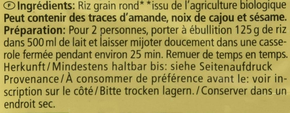Organic rice pudding, 500g