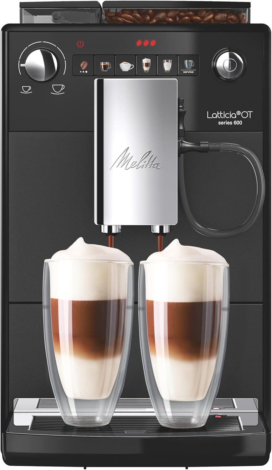 Melitta Latticia OT - Espressor complet automat cu sistem de lapte, espressor cu râșniță pentru, de exemplu, cafea sau cappuccino, argintiu/negru