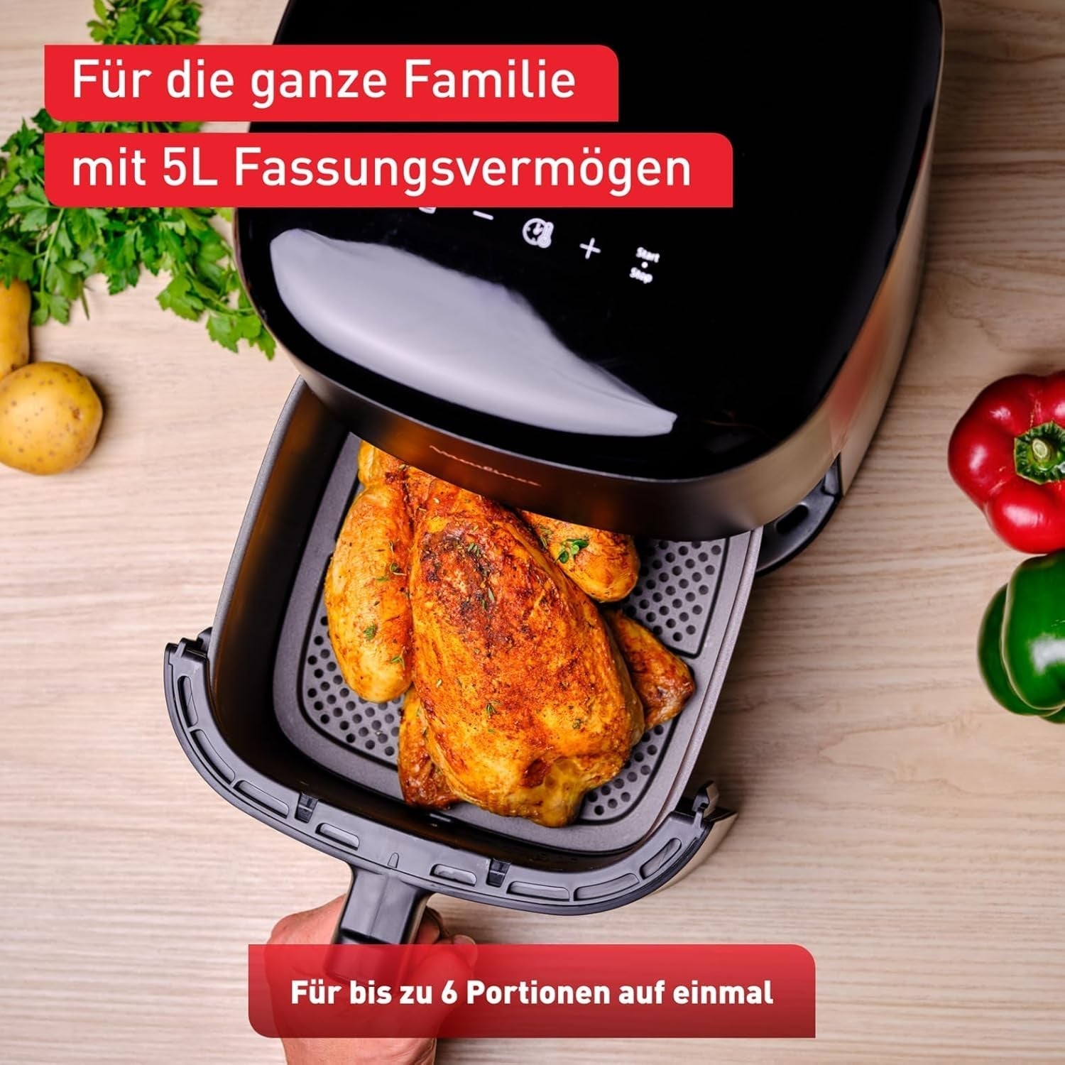 Tefal Easy Fry Max EY2458, 5 litri, Hot Air Fryer, 10 programe automate de gătit, ecran tactil digital Electrocasnice Naty Shop