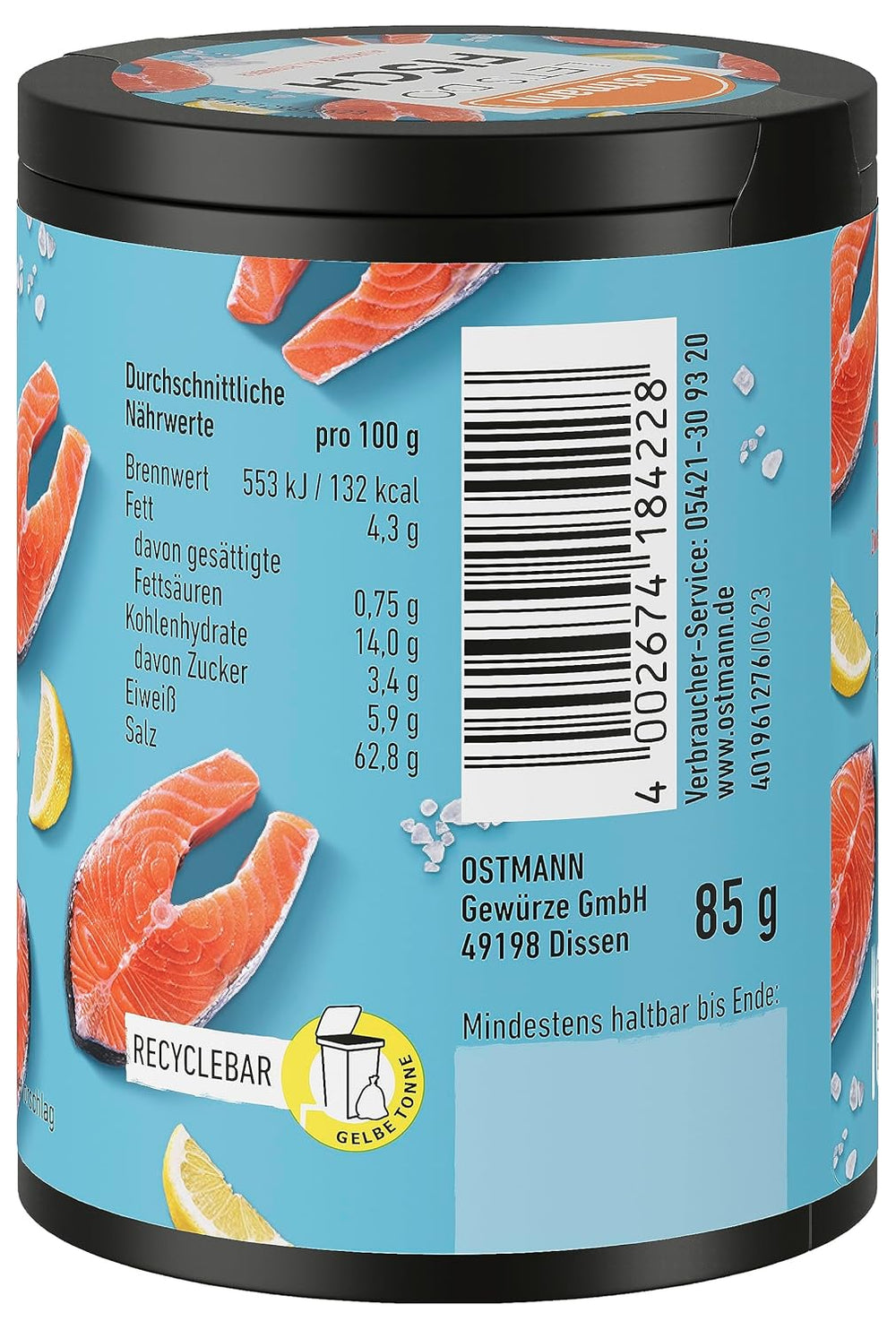 Ostmann Gewürze - Let's Do Fisch Allrounder | Gewürzsalz für Bratfisch, Flammlachs und Meeresfrüchte | Würziger Allrounder with Mustard, Lemon and Dill | 85 g in Metalldose recyclebar