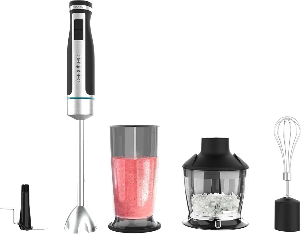 Cecotec Hand- Mixer Powergear 1500 - Klingen Aus Titanium Beschichtung, 21 Geschwindigkeitsstufen, 1500 W, Inklusiv Glas Mit Deckel. (Schwarz Und Edelstahl, XL) Bucatarie Naty Shop 4 Zubehörteile