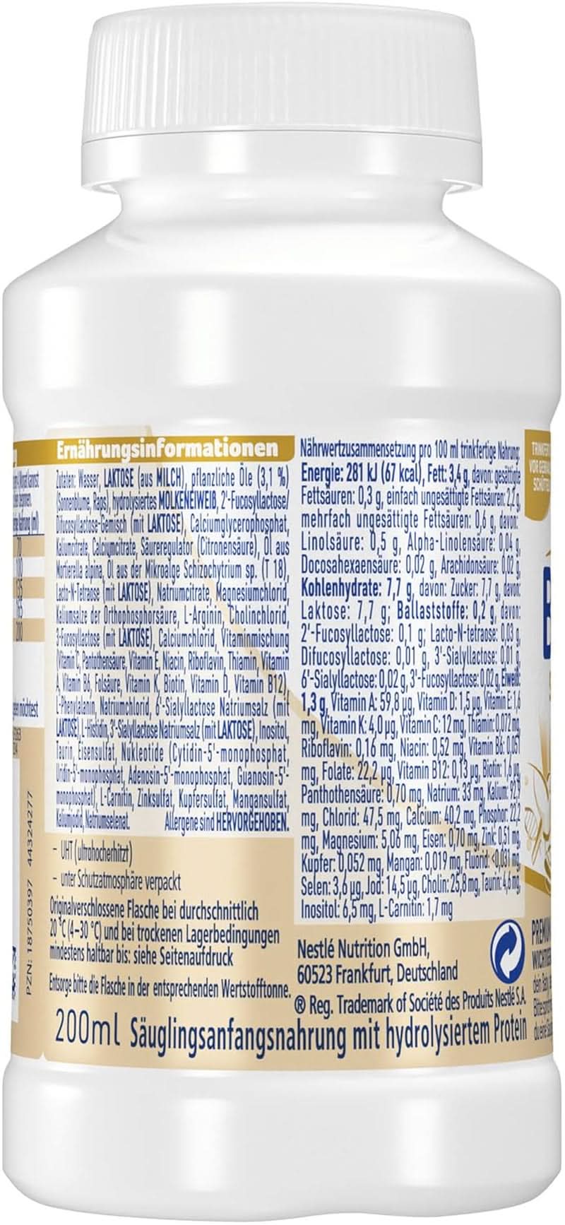 BEBA SUPREME PRE Initial milk ready to drink from birth, baby food with DHA, lactose only, palm oil free, pack of 8 (8 x 200 ml) Mother and Child Naty Shop