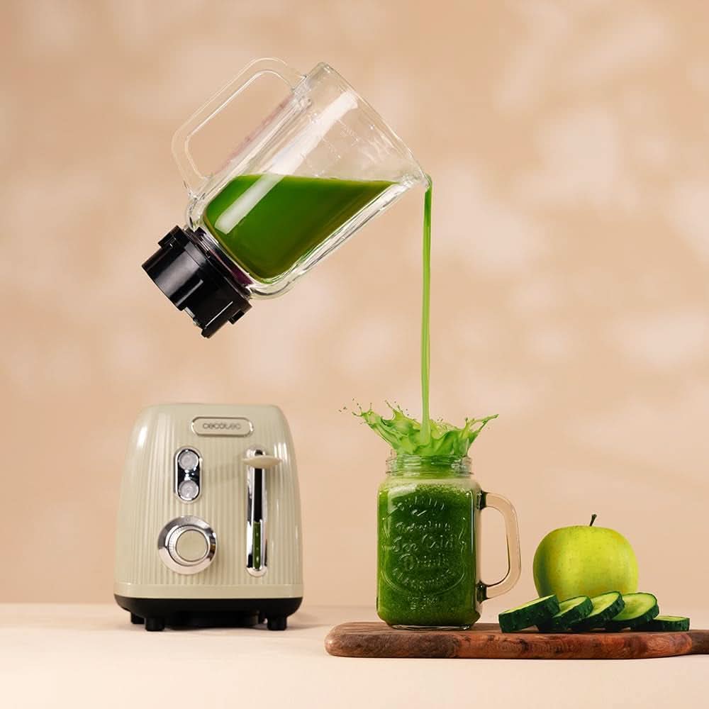 Cecotec Standmixer Retro Power Black Titanium Retrogreen. 1200W Maximale Leistung, 2 Geschwindigkeiten, 4-Klingen-Messer Mit Schwarzer Titanbeschichtung Und 1.5L Krug, Vintage-Design in Grün Kitchen Naty Shop