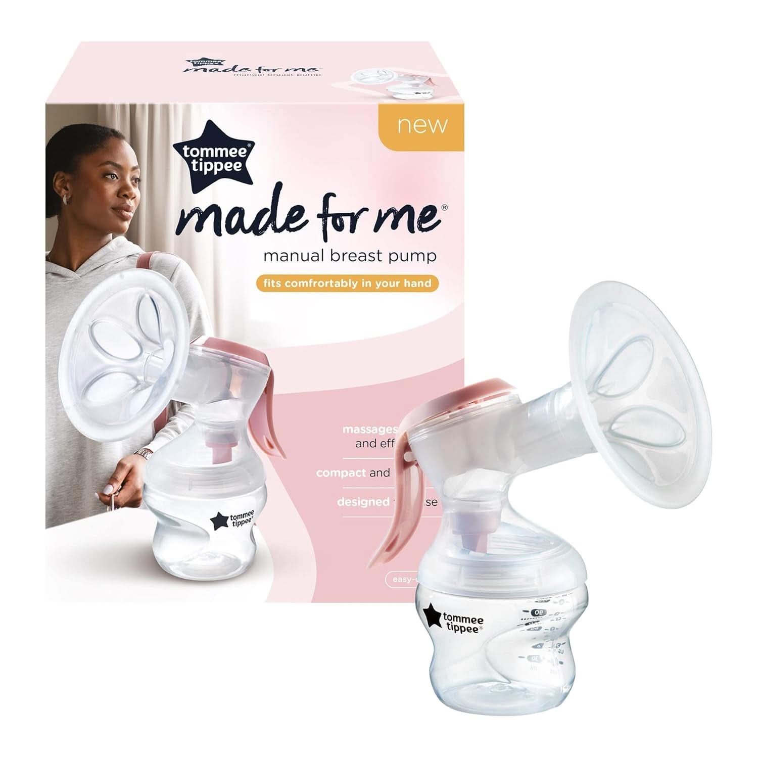 Tommee Tippee Made for Me Manuelle Einzel-Milchpumpe, Starke Saugkraft, Ergonomischer Griff, Tragbare Und Leise Milchpumpe, Samt Babyflasche Accesorii Hrana si Alaptare Bebe Naty Shop