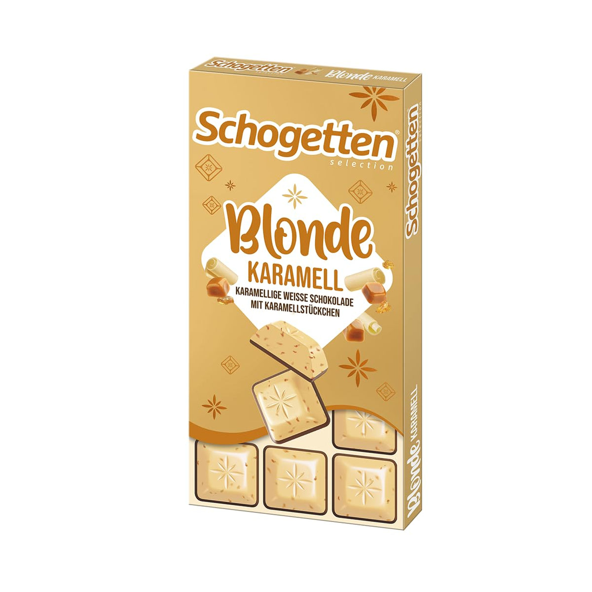 Schogetten Blonde Caramel | Caramel with white chocolate and caramel pieces | Chocolate bar 100g | Conveniently portioned