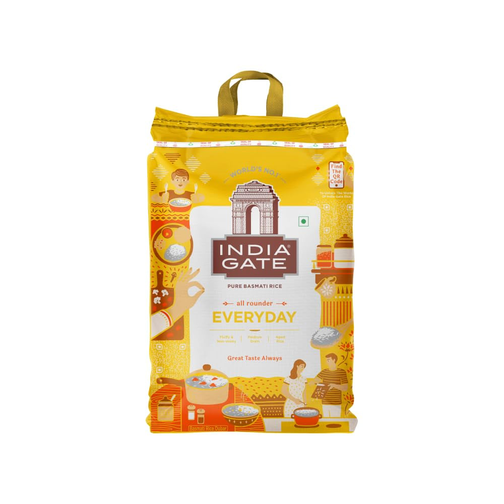 INDIA GATE Premium Basmati Rice – Long grain fine, aromatic rice from India, fine long grain (1 x 5 kg)