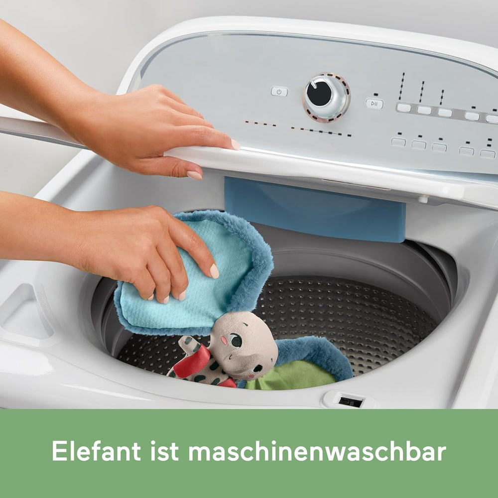 Fisher-Price Giant Ear Elephant - Jucărie adorabilă din pluș moale cu urechi foarte mari, fabricată din plastic reciclat în proporție de 90% și ambalaj certificat FSC, pentru bebeluși de la 3 luni în sus, HKD63 Jucarii Bebe Naty Shop