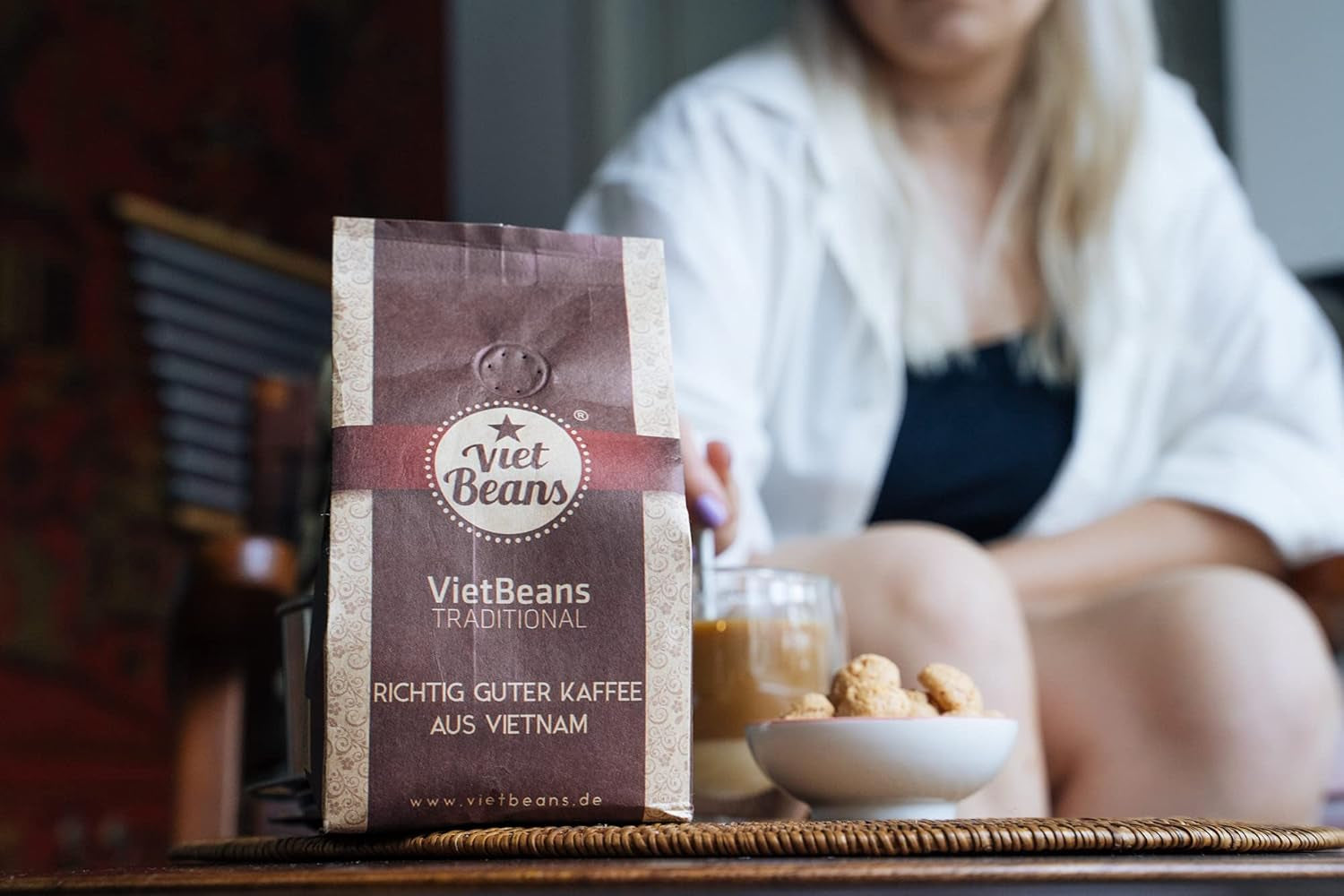 VietBeans Traditional – Ganze Kaffeebohnen – Traditionelle Trommelröstung - Hochwertiger vietnamesischer Kaffee – Geeignet für Vollautomaten - 250g