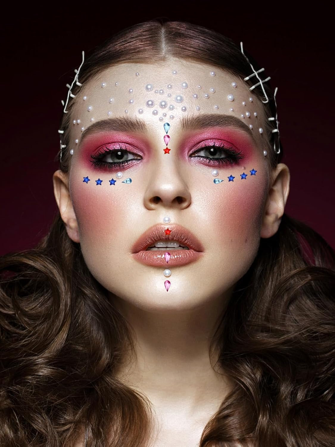 EBANKU Nail Art Strass Kit Multi Design Zubehör Mit 1 Pinzetten 1 Stück Wachsstifte Deko Diamanten Kristalle Perlen Edelsteine Bunt Pferdeaugen Strass Metall Nieten Für Nagel DIY (1 Stück (10Er Pack))