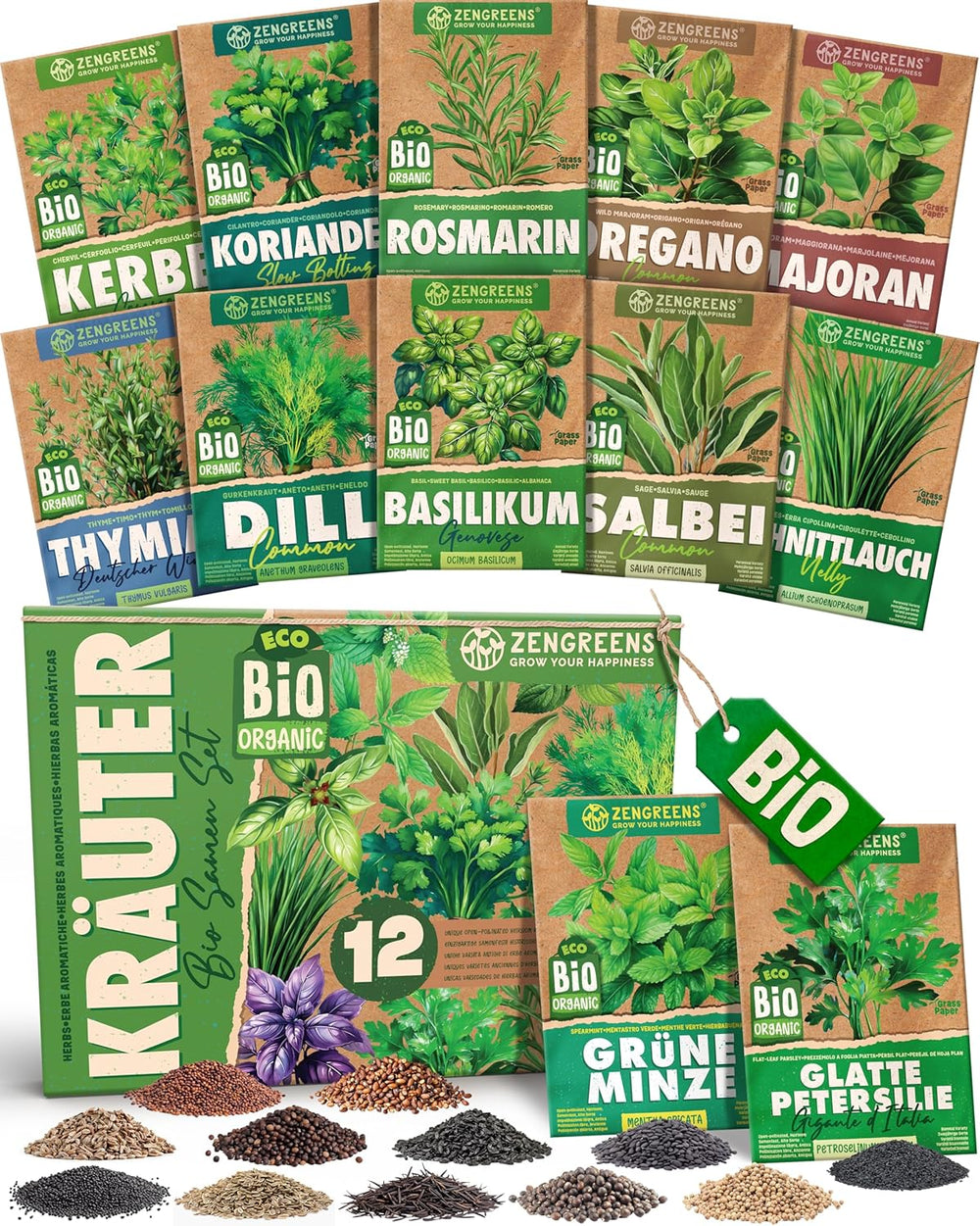 Organic Basil Seeds in a Set of 6 - 6 Basil Seeds for Easy Growing in the Garden, Balcony or Raised Bed - Plant Seeds - Seedlings