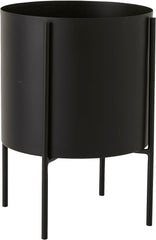 Ghiveci ELLOS Home Milton, ghiveci versatil din fier cu suport reversibil pentru interior și exterior, 22 cm înălțime - Negru, Ø 25 cm