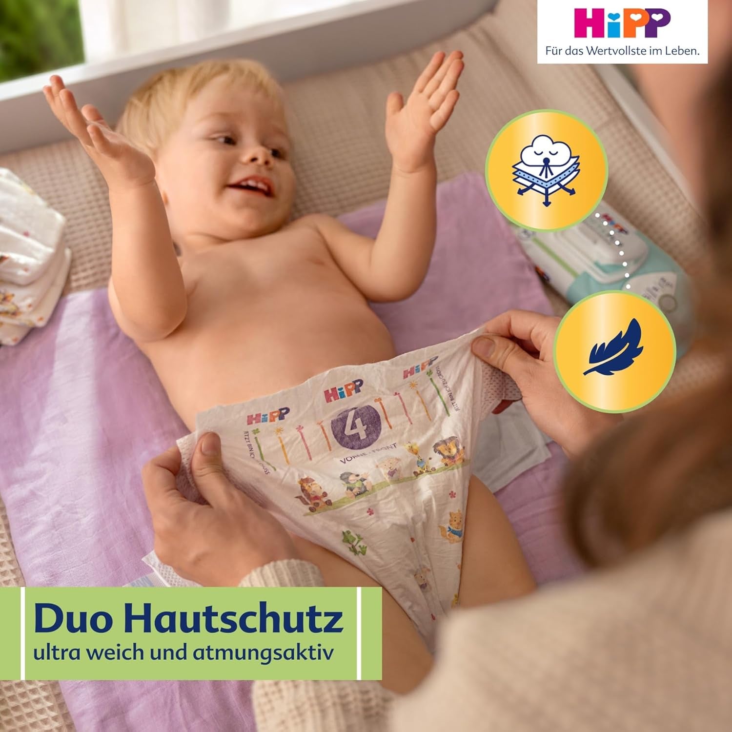 Diaper HiPP Extra Soft Premium Size 1 Newborn 2-5 kg, 72 pieces (3 packs of 24), with 3-way leak protection and double skin protection