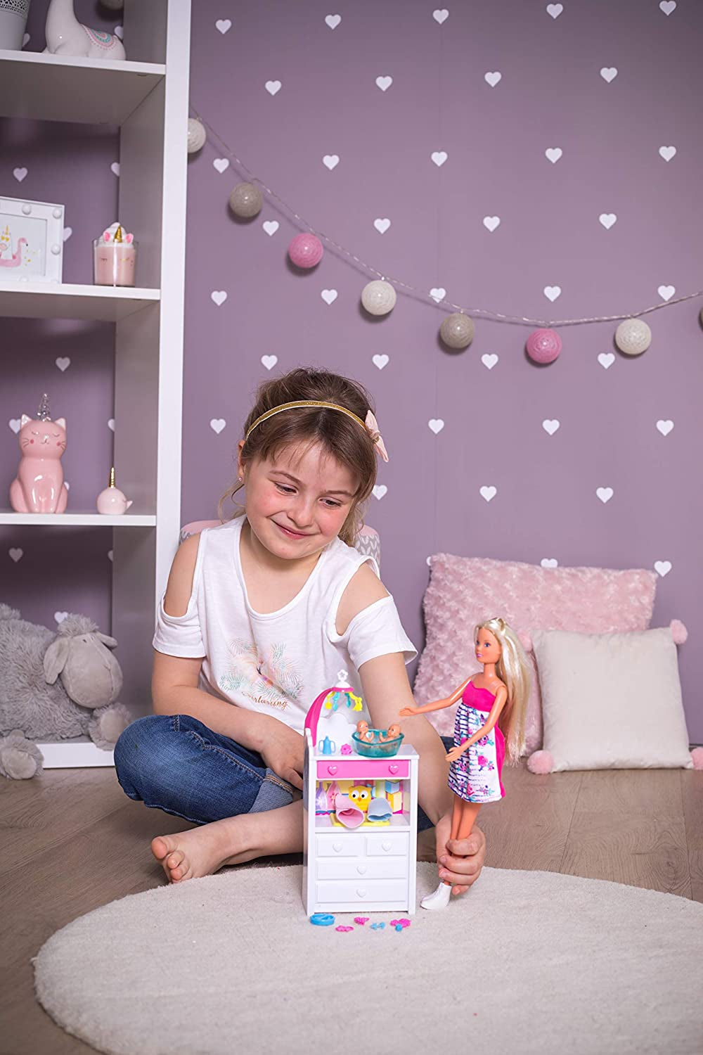 Simba 105733333 - Steffi Love Welcome Twins, Pregnant doll, With twins, With changing table and bathtub, Accessory, Dress up doll, 29Cm, For children from 3 years and up Dolls Naty Shop