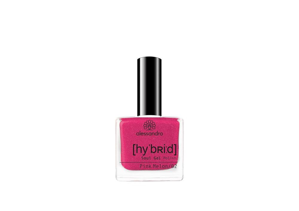 HYBRID nail polish alessandro Pink Melon - vibrant shade of pink with fine glitter particles - Perfect nails in just 3 steps, without LED - lasts up to 10 days! 8 ml