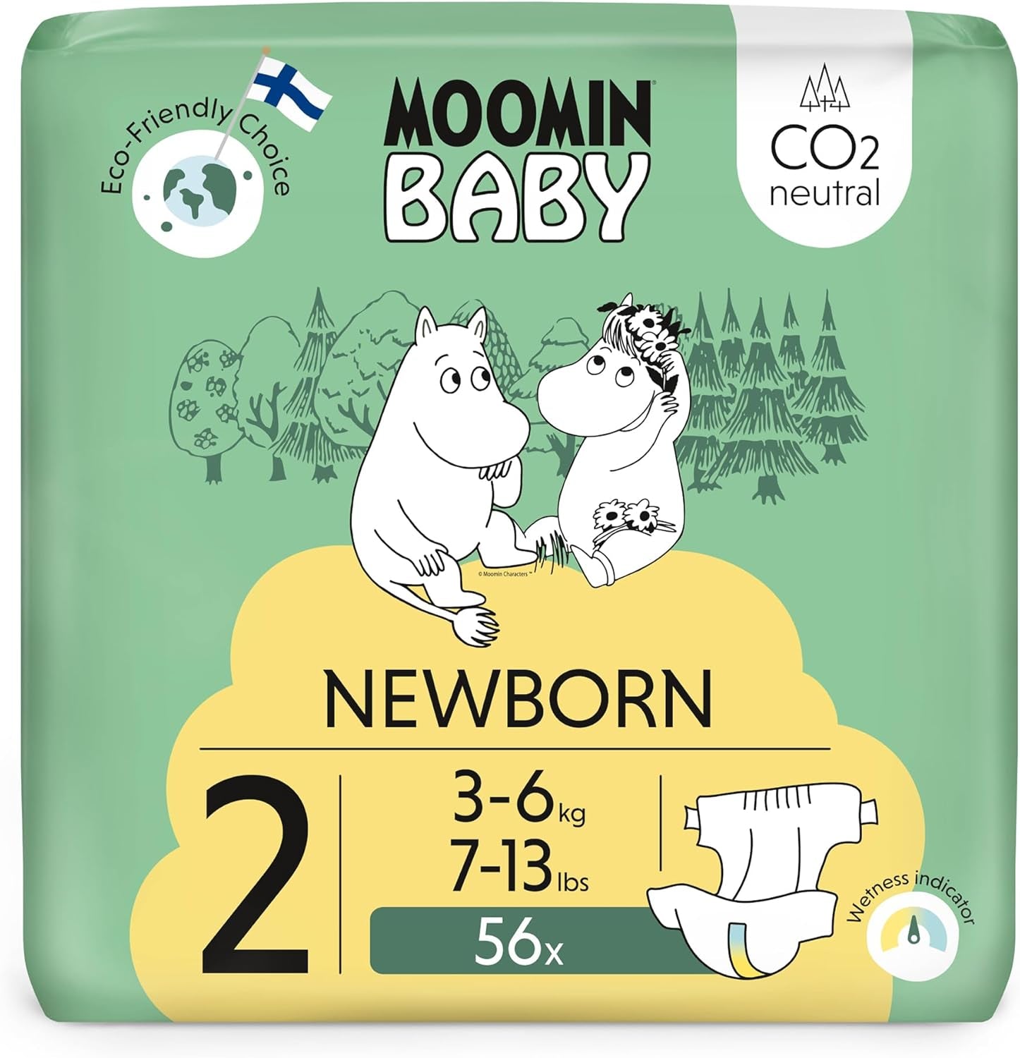 Moomin Baby Eco Diapers, Size 3, 5-8kg, 48 Pieces, Premium Soft Diapers | Soft and skin-friendly, breathable, absorbent, no unnecessary chemicals |