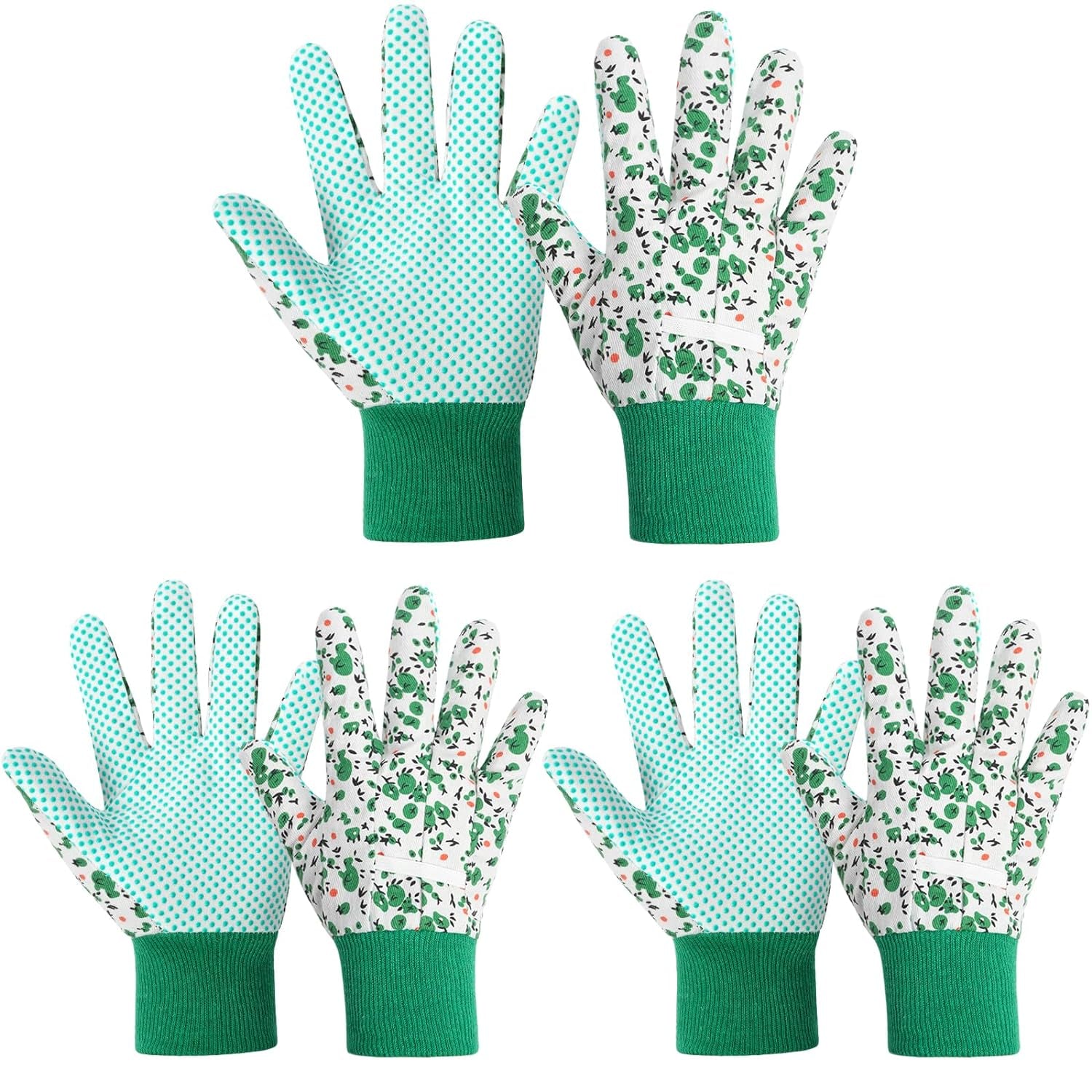 Handschuhe Für Garten, 2Er Set Gartenhandschuhe, Antirutschbeschichtung Arbeitshandschuhe, Einheitsgröße Arbeitshandschuhe Mit Pvc-Punkten Und Reißfester Canvas-Stulpe Zum Pflanz & Gartenarbeit