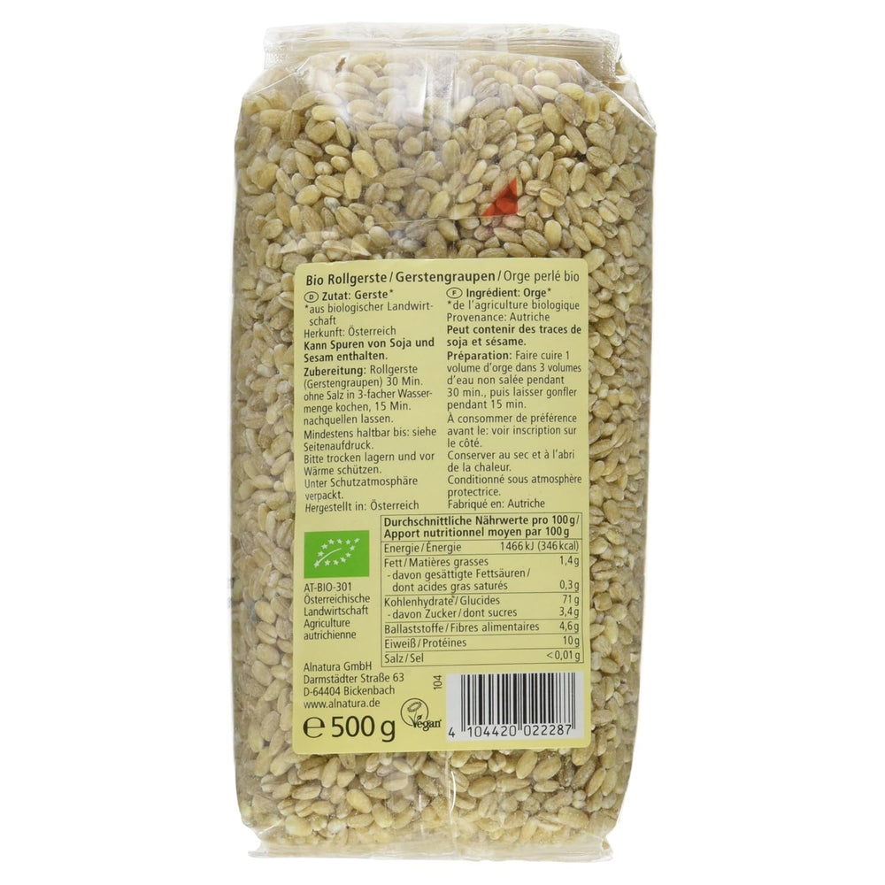 Organic pearl barley, pearl barley, 500g