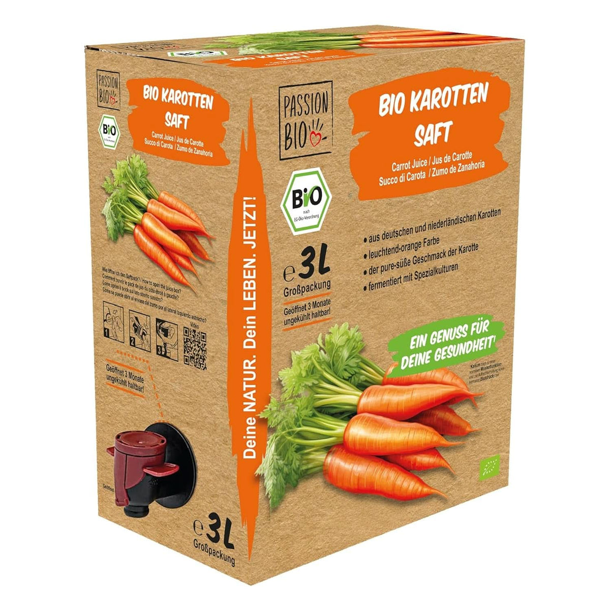 Organic carrot juice - Made from German and Dutch carrots, 3 liters Non-alcoholic drinks Naty Shop 3 liters Carrots