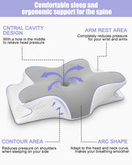 Pernă pentru gât, pernă de susținere laterală, pernă din spumă cu memorie, pernă ortopedică, pernă ergonomică de susținere a gâtului pentru susținere optimă Pernă pentru susținerea laterală a spatelui și a stomacului (62 X 41 X 13CM) Perne ortopedice cervicale Naty Shop