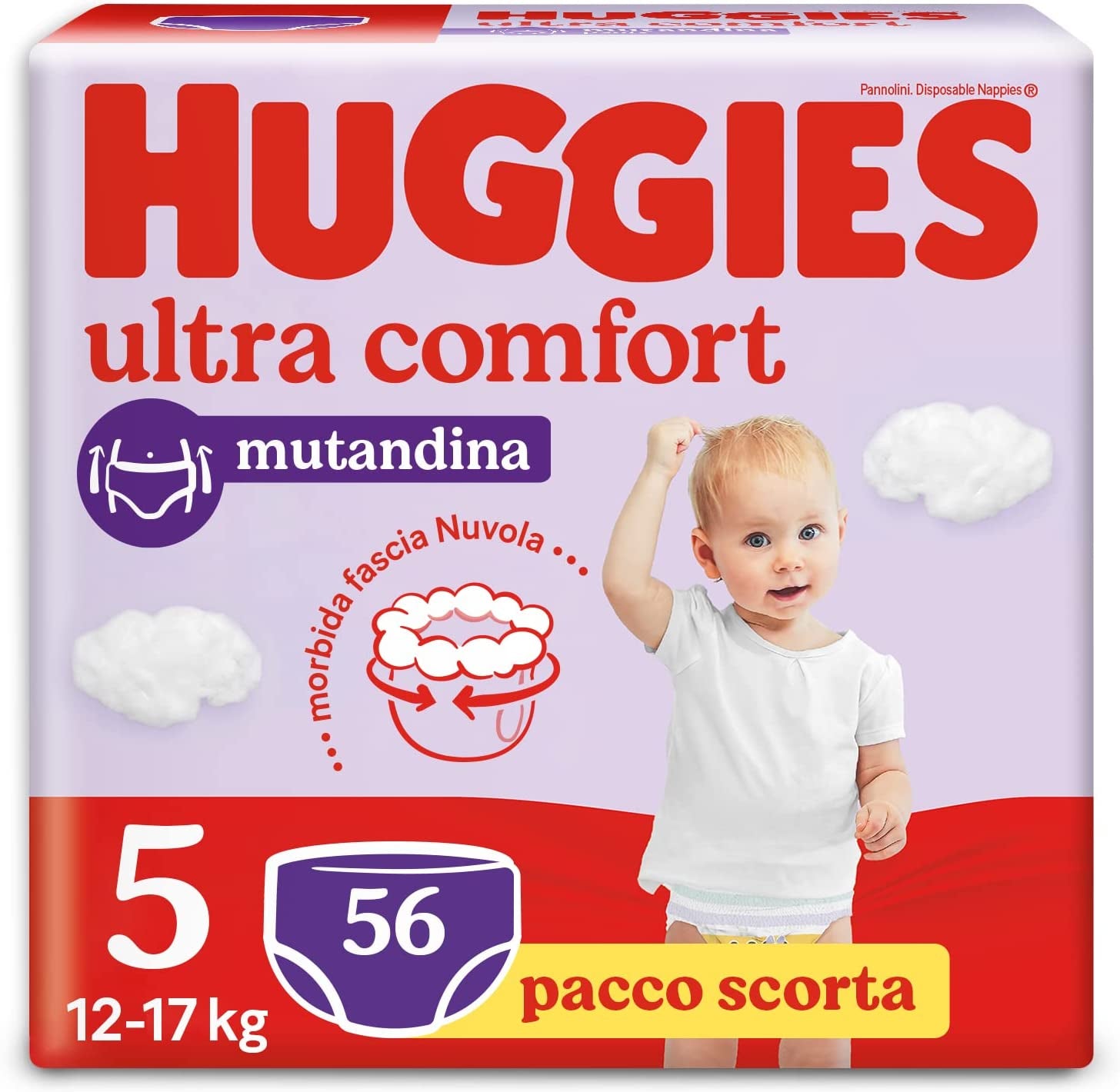 Huggies Ultra Comfort Diapers, Size 5 (12-17kg), 56 Pack