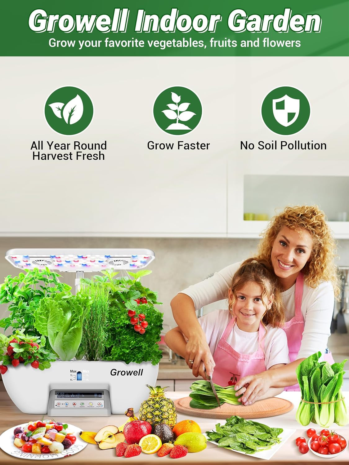 17 Capsules Hydroponics Kit for Herb Garden with 102 28W Full Spectrum Grow Lights and 2 Fans Indoor Garden with Water Pump Tank