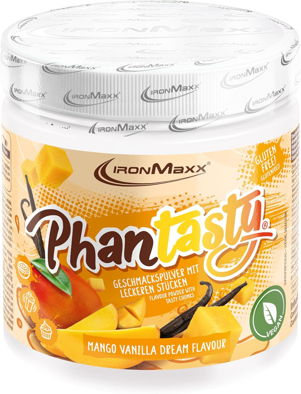 Ironmaxx Phantasty - Creamy Peach 250G Dose | Vegan Geschmackspulver Mit Echten Frucht- Oder Nussstückchen | Perfekter Zuckerersatz Sweeteners Naty Shop 250 G (1Er Pack) Mango Vanilla Dream