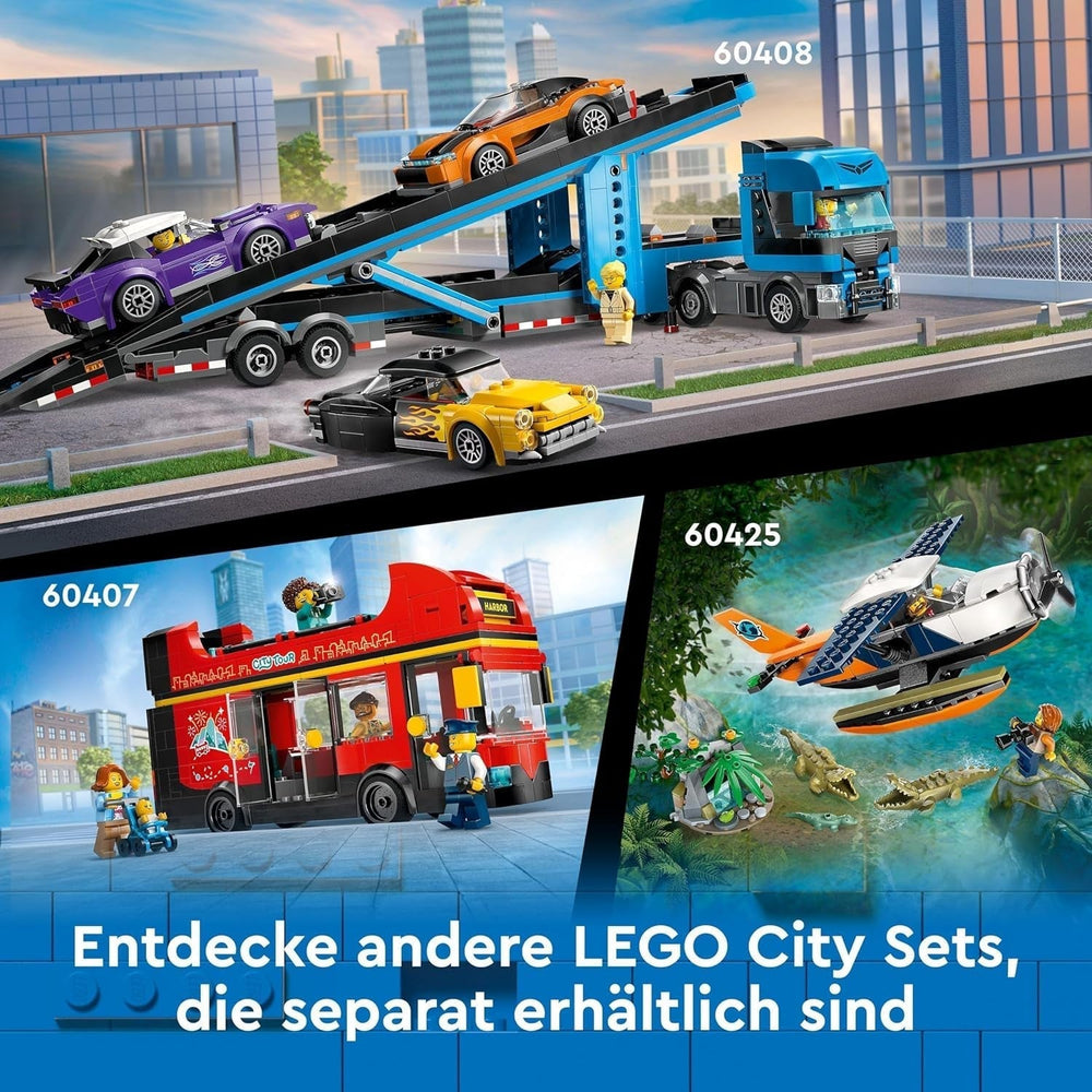LEGO City double-decker bus, double-decker toy bus, vehicle set for girls and boys from 7 years old, contains 5 figures, including a baby in a pram 60407 Building sets Besuche den LEGO-Store