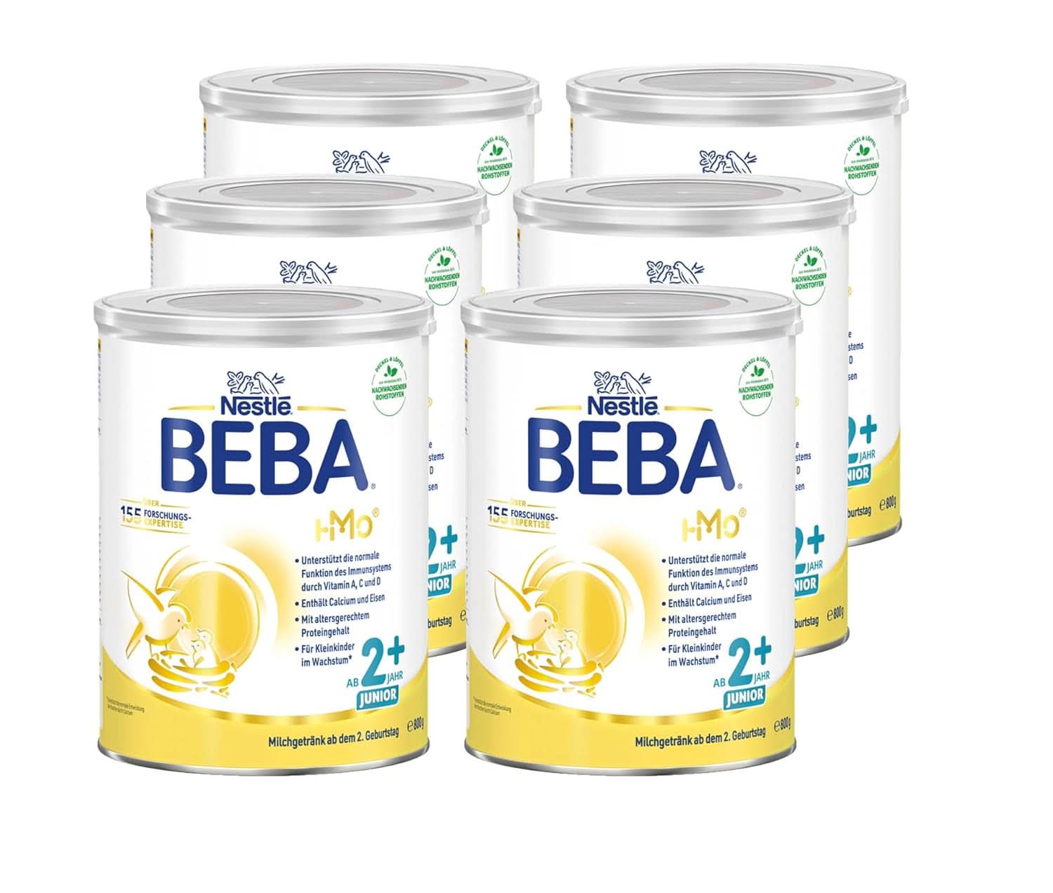 BEBA Junior 2+ 2nd Birthday Milk Drink, HMO 2'-FL Baby Food, Lactose Only, Palm Oil Free, Pack 6 (6 x 800g) Mother and Baby Naty Shop