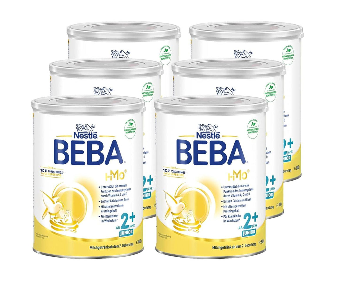 BEBA Junior 2+ 2nd Birthday Milk Drink, HMO 2'-FL Baby Food, Lactose Only, Palm Oil Free, Pack 6 (6 x 800g) Mother and Baby Naty Shop