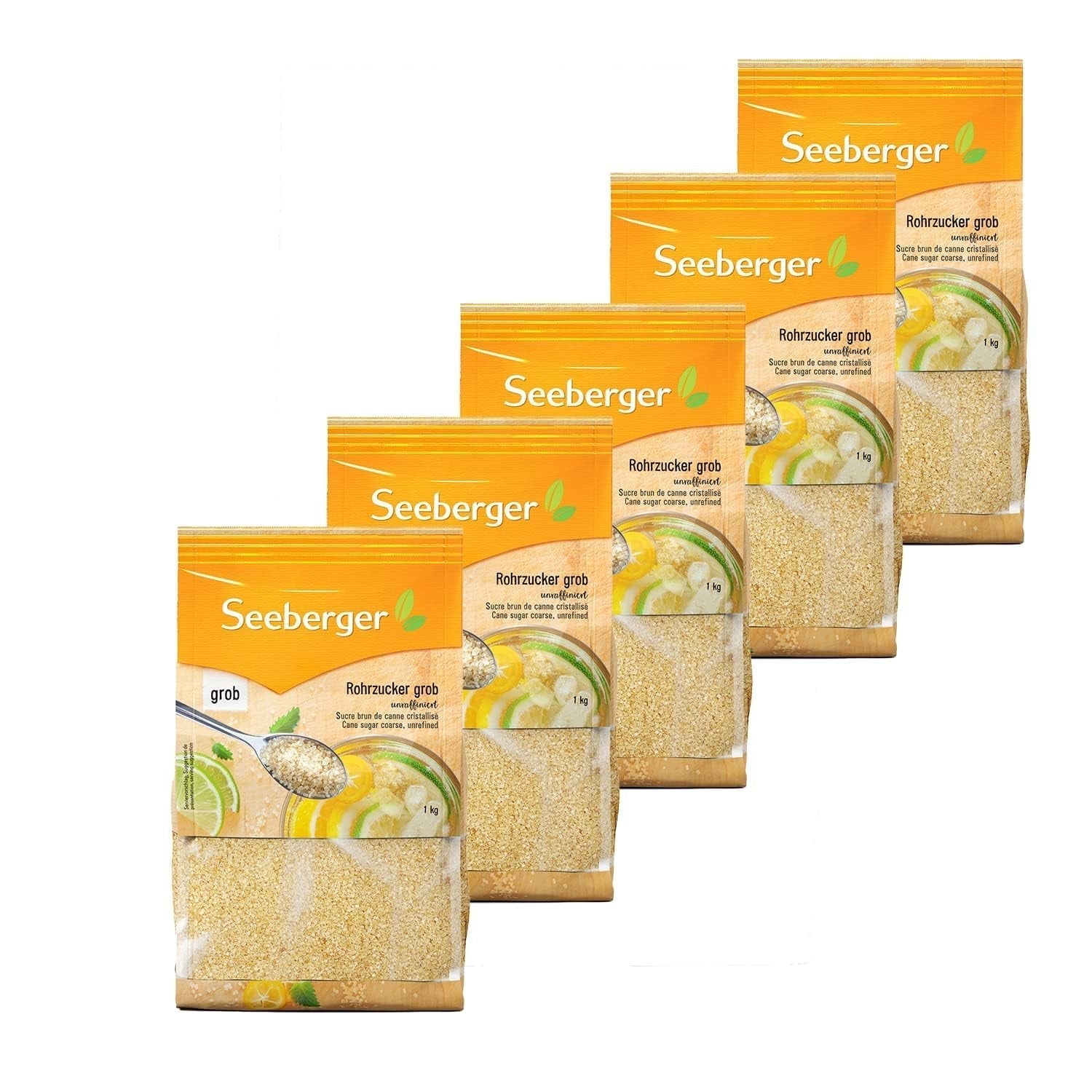 Seeberger Rohrzucker Grob 5Er Pack: Vollrohrzucker Besonders Aromatisch - Ideal Für Cocktails Und Zum Backen - Grob - Unraffiniert, Vegan (5 X 1 Kg) Sweeteners Naty Shop