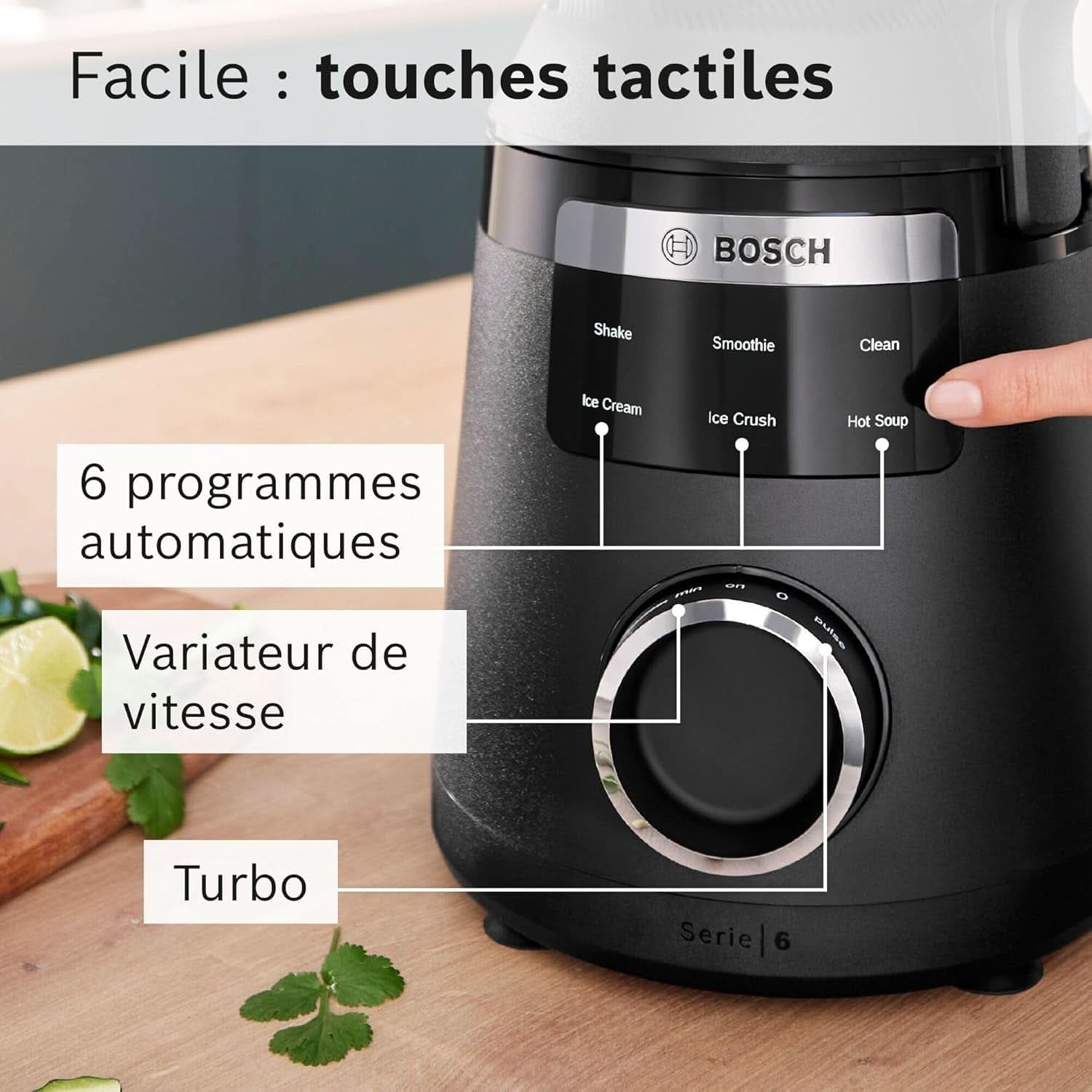 Vitapower Standmixer, Series 6, 1,800 W, 6 Programs, Prospeed Klingen, Tritan™-Krug, Schwarz, MMB6652B Kitchen Naty Shop