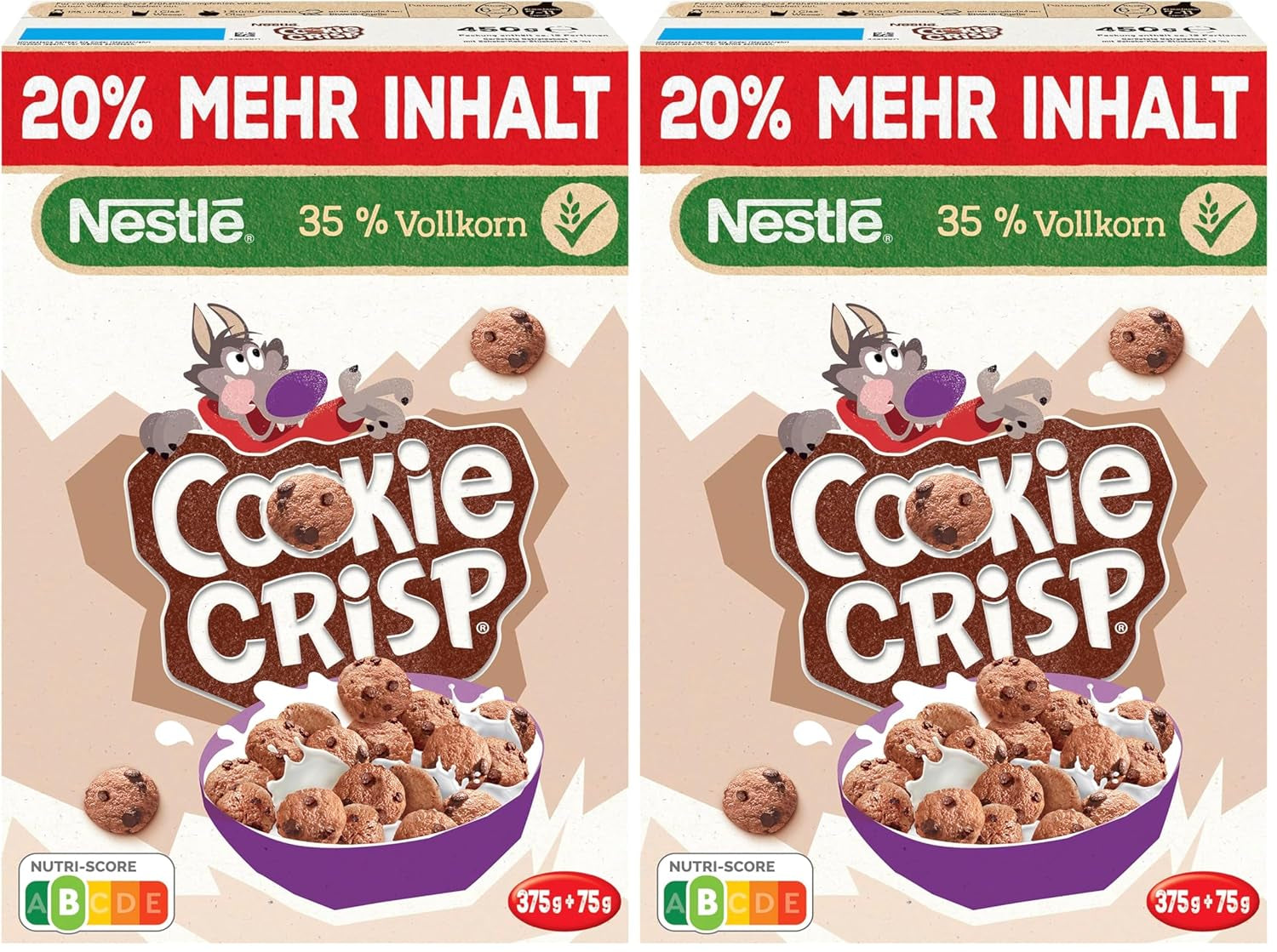 Nestlé Cookie Crisp (+20%), Whole Grain Breakfast Biscuit Cereal for Kids, Pack of 1 (1x450g)
