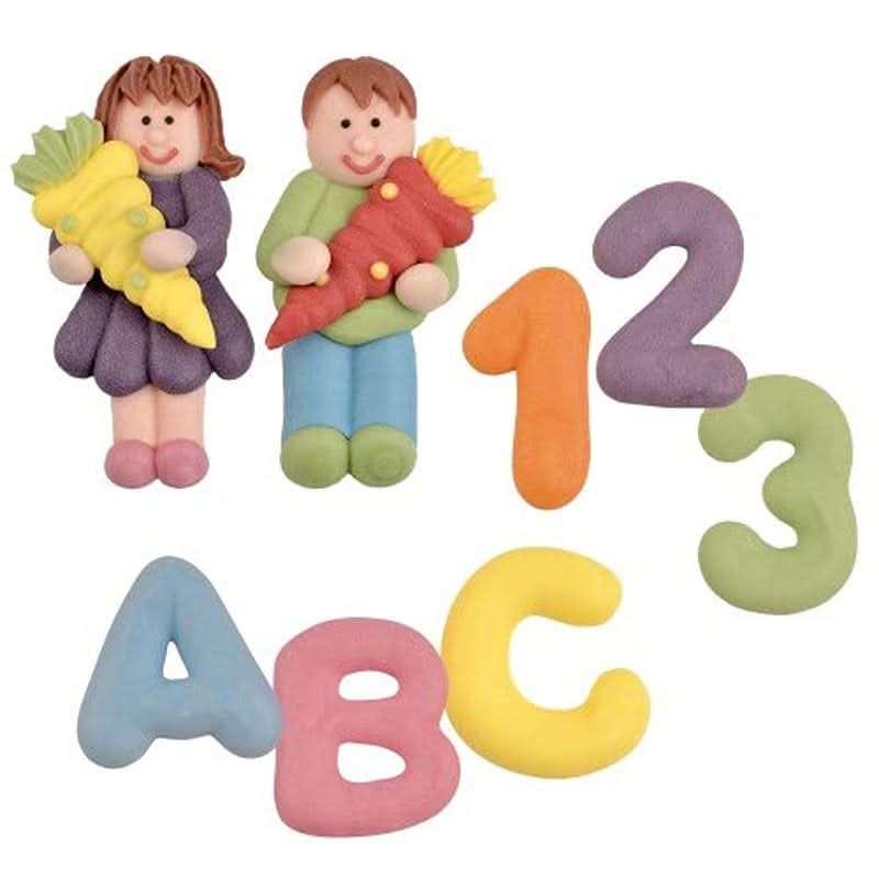 Günthart, 8 sugar figurines for the beginning of school and letters, 115 grams Sprinkles Naty Shop