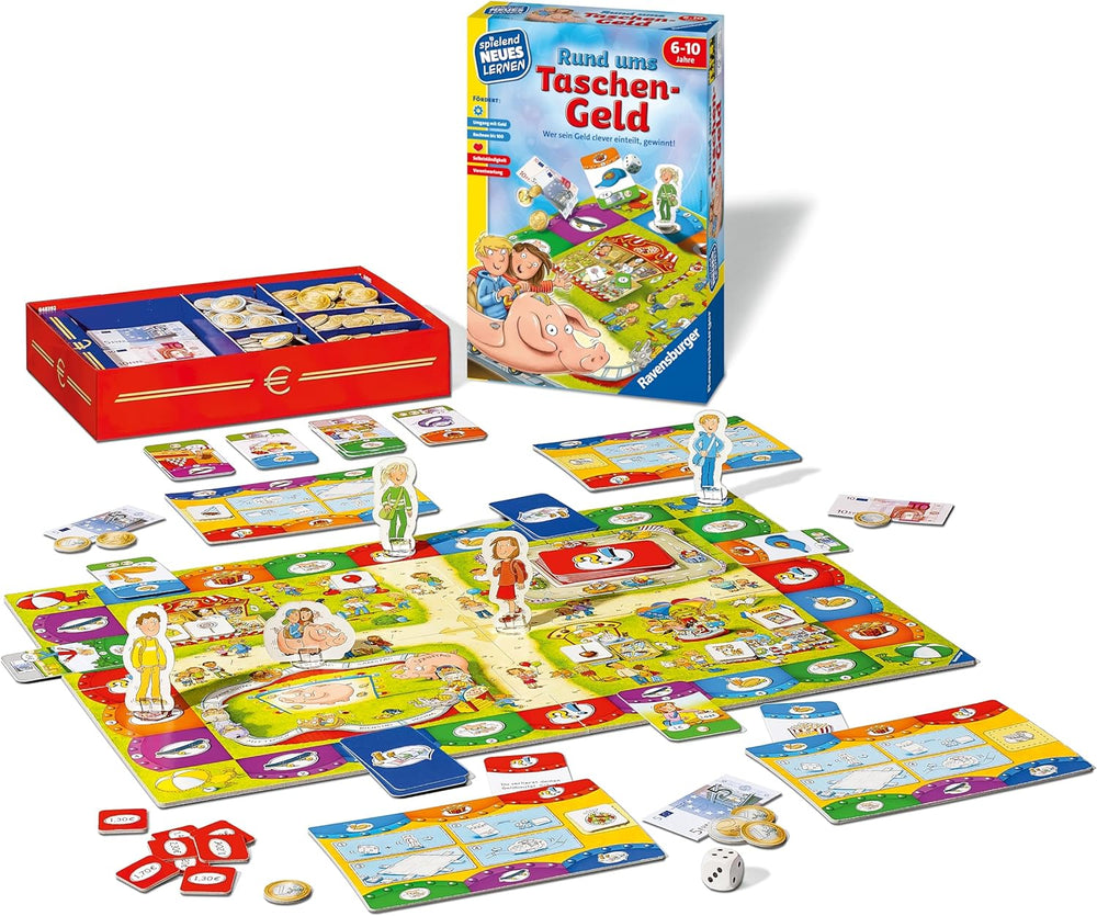 Ravensburger 24996 - All About Pocket Money - Play and Learn for Kids, Educational Game for 6-10 Year Olds, Learning through Play for 2-4 Players